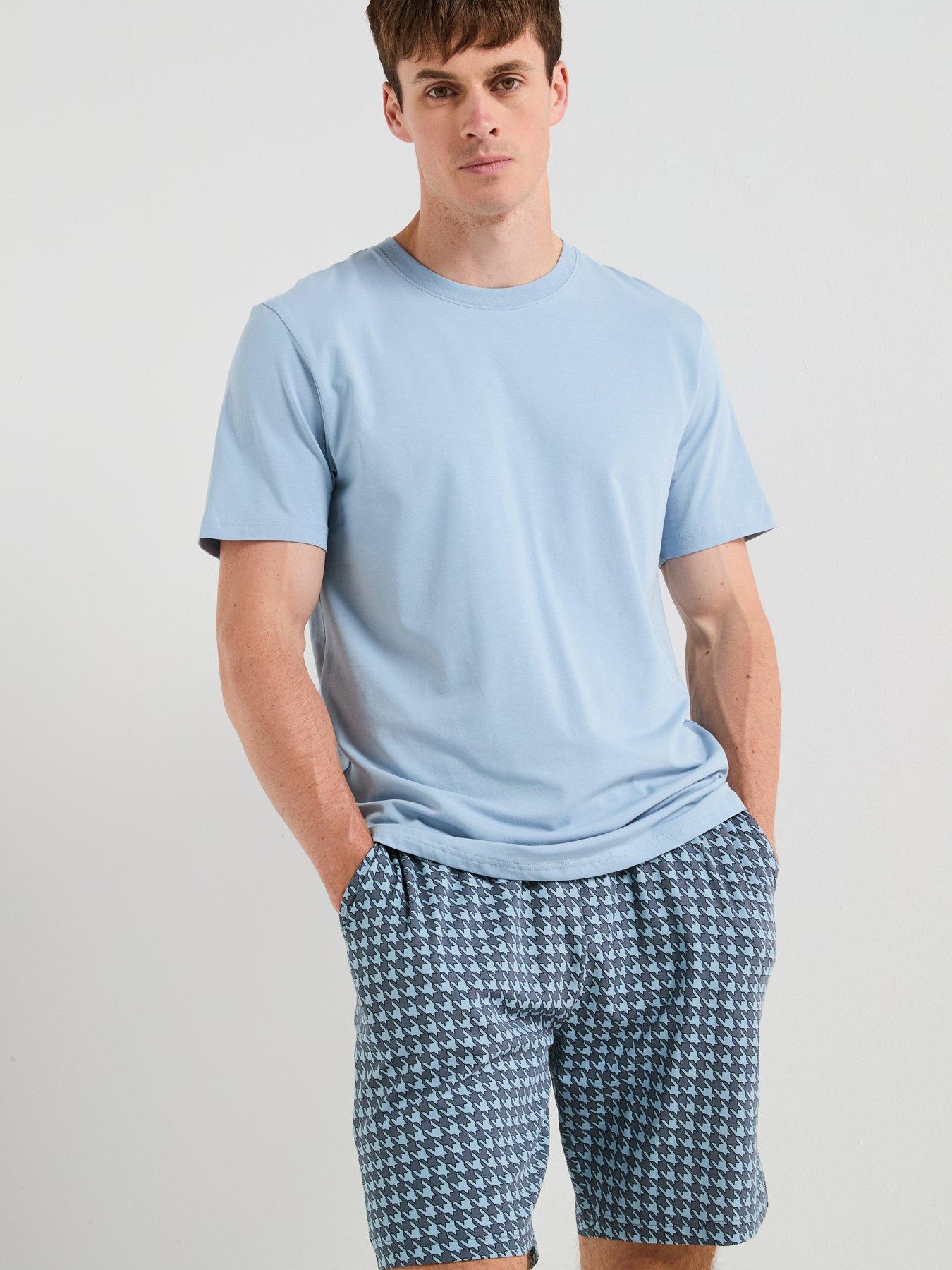 Very Man Printed T-Shirt and Short PJ Set - Light Blue