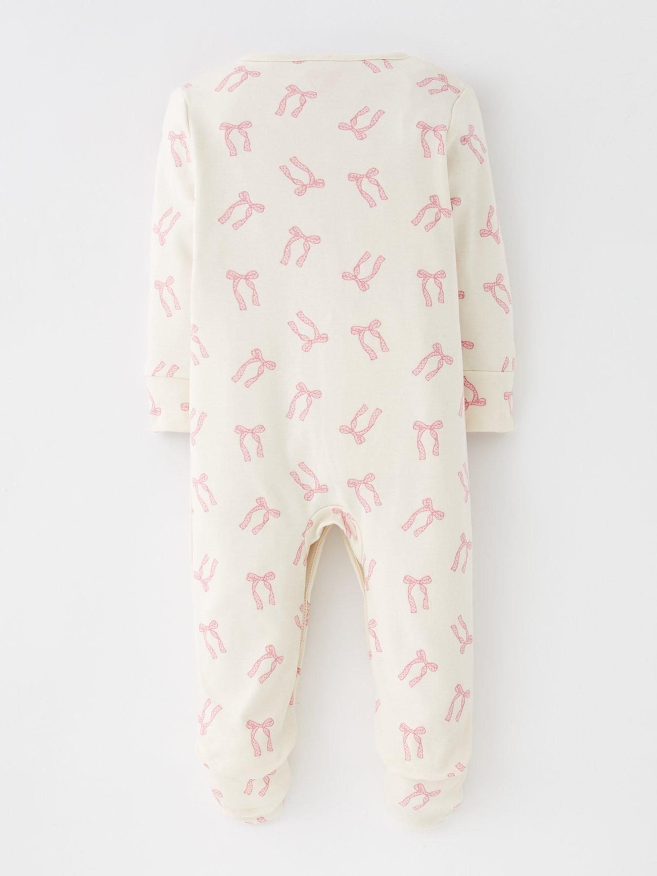 Image 3 of 5 of Mini V by Very Baby Girl Bow 3 Pack Sleepsuits - Pink