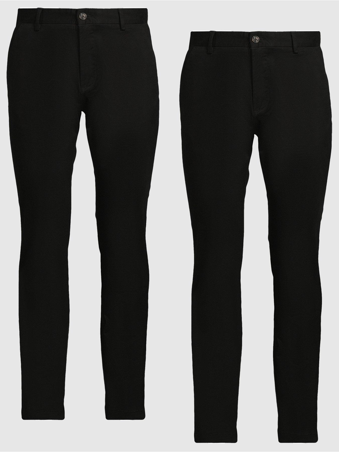 undefined 2 Pack Slim Chino Trousers - Black