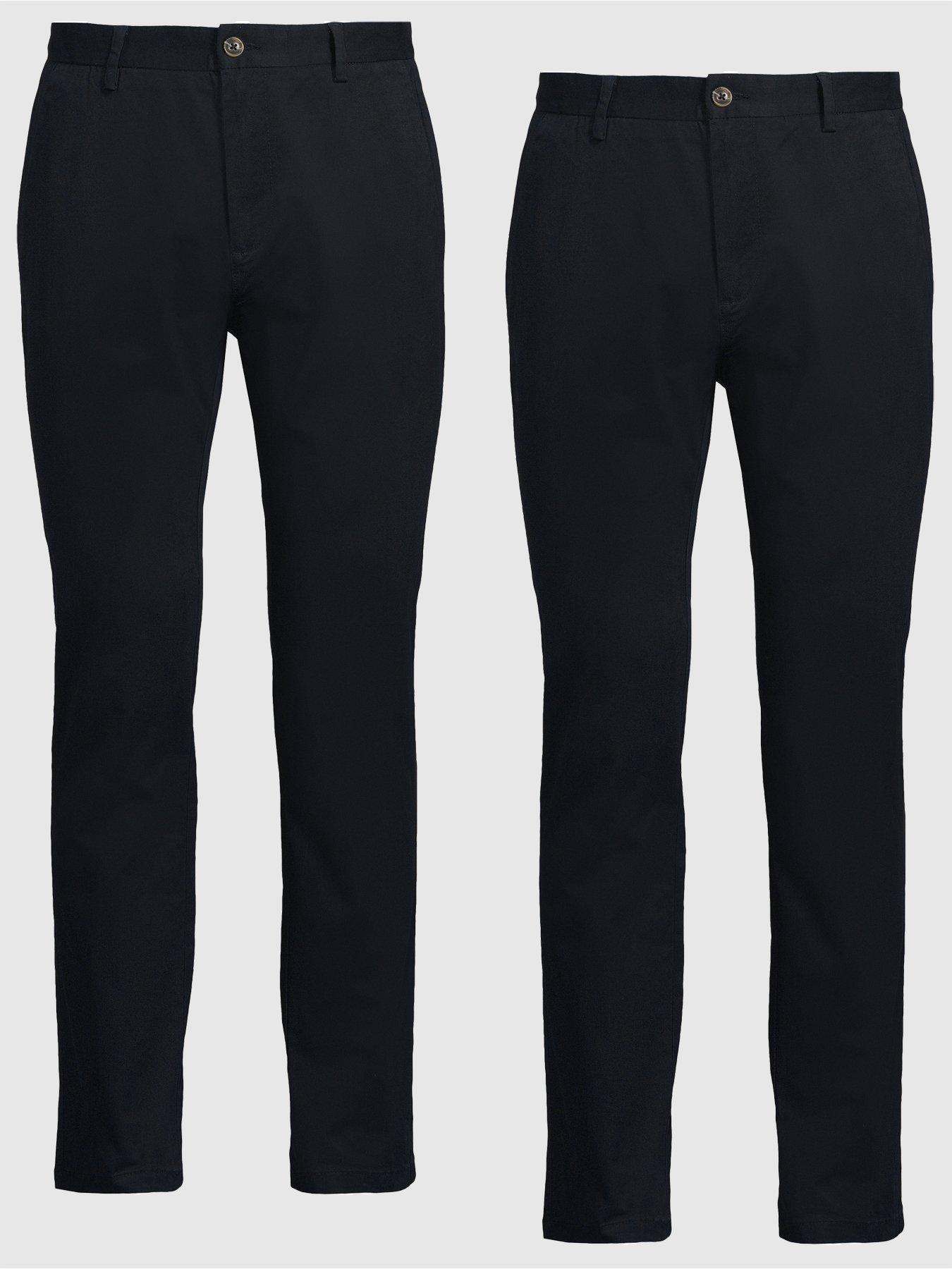 undefined 2 Pack Slim Chino Trousers - Navy