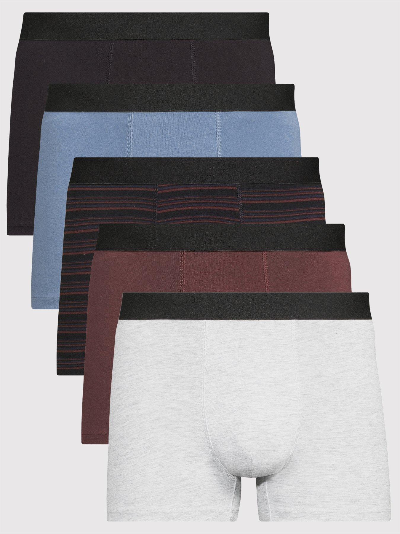undefined 5 Pack Striped Trunks - Navy