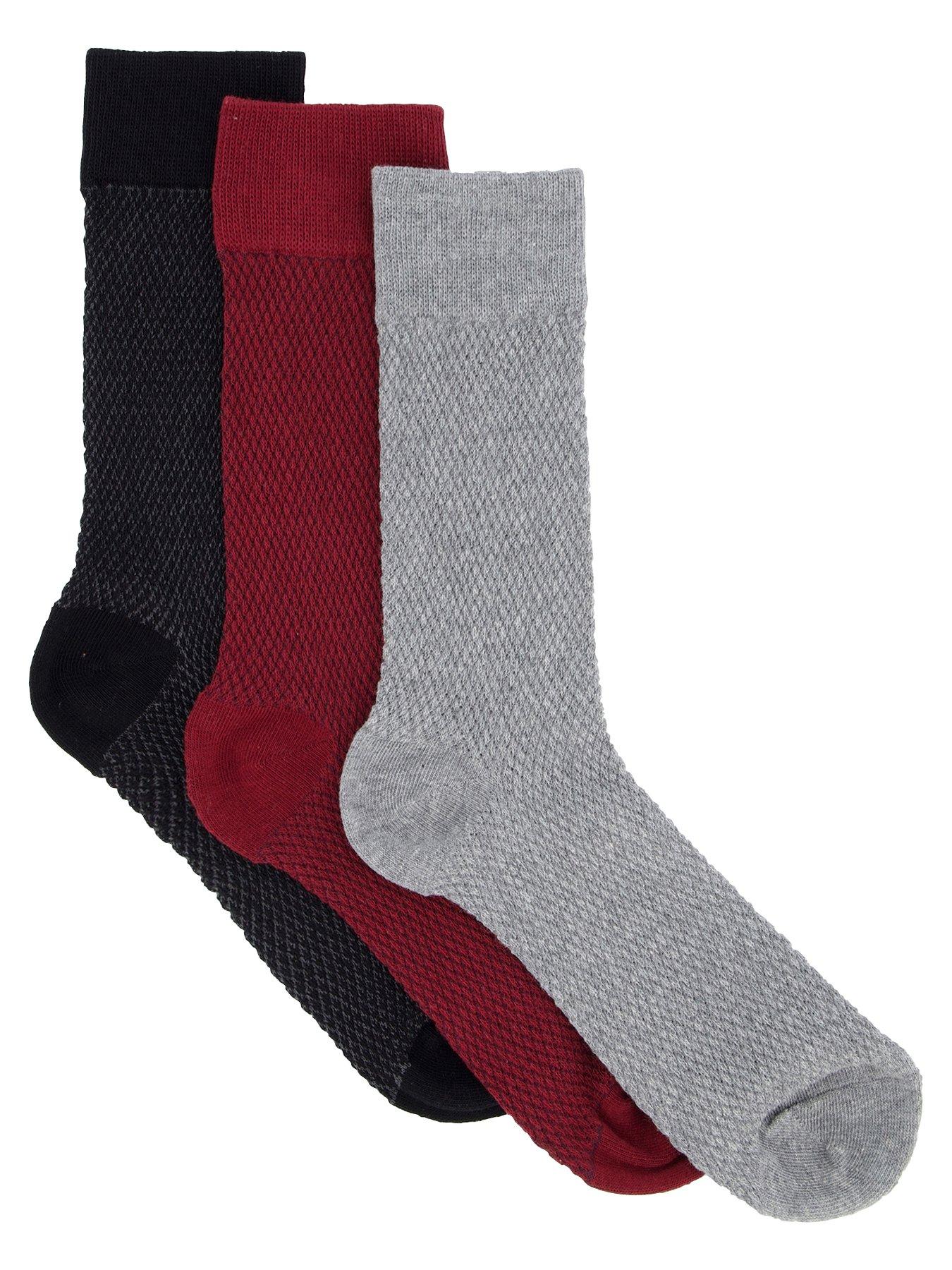 Very Man 3 Pack Assorted Textured Socks - Multi