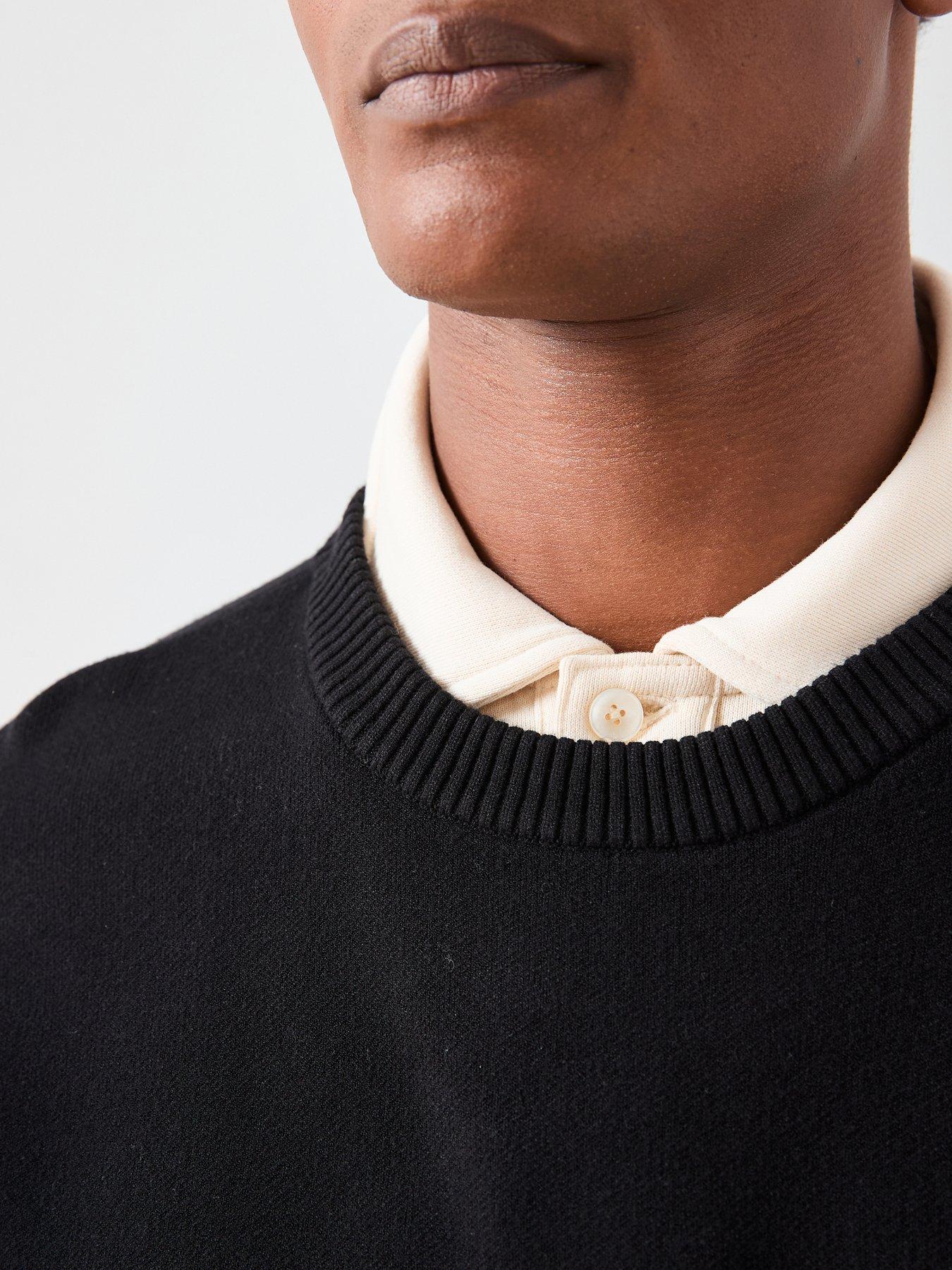 Image 4 of 7 of The Very Collection Midweight Knitted Crew Neck Jumper - Black