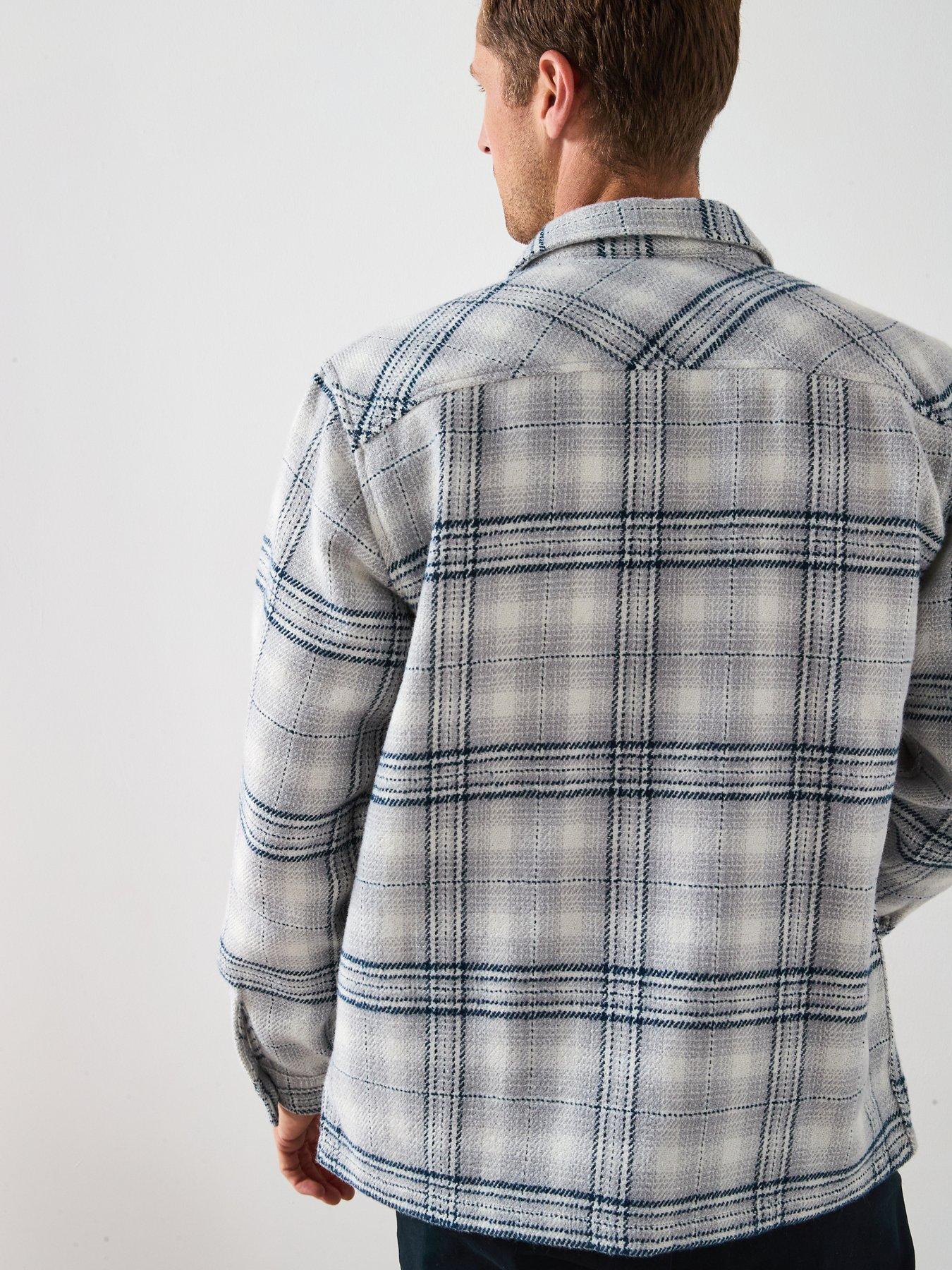 Very Man Check Zip Shacket - Blue | Very