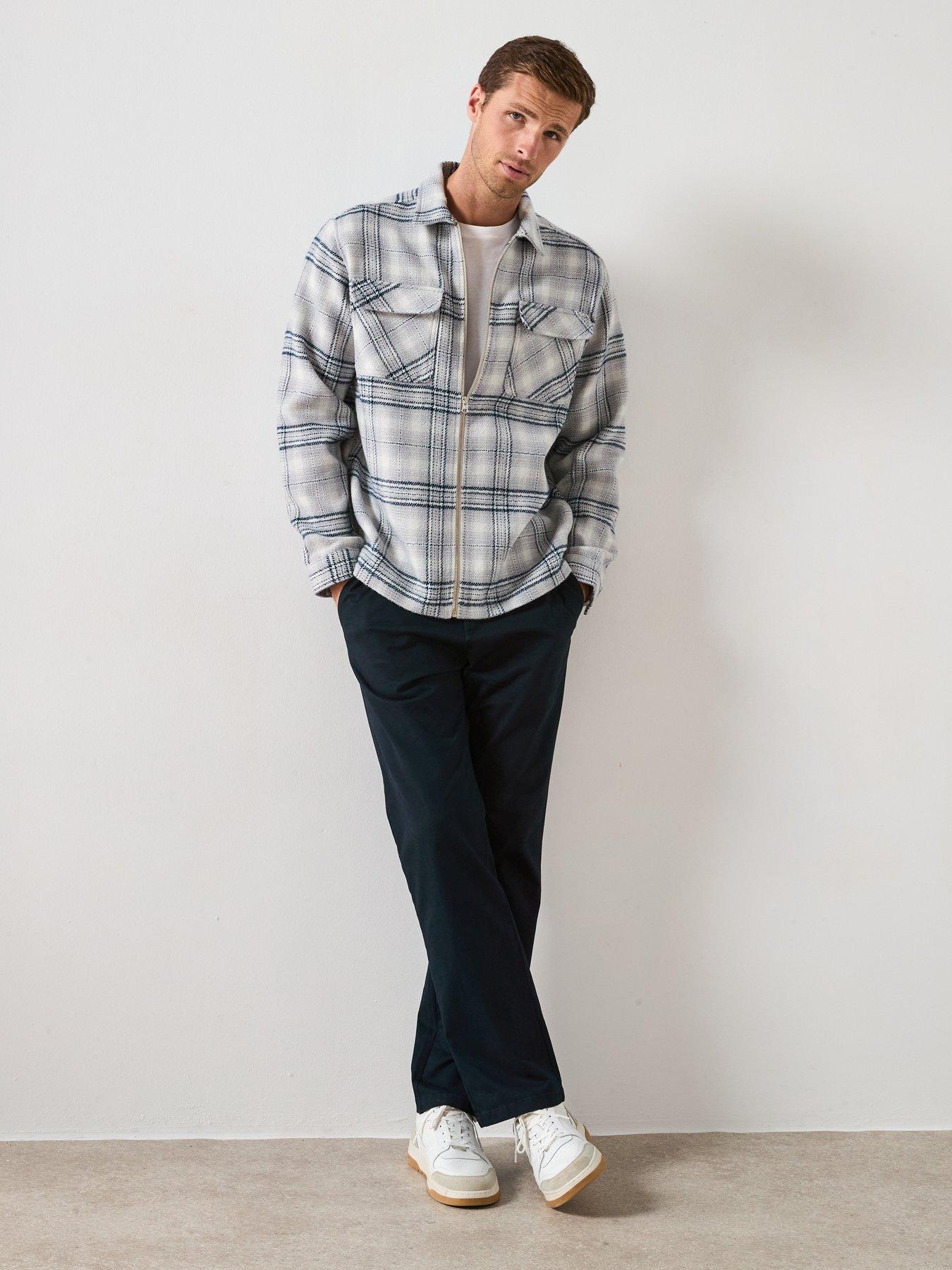Very Man Check Zip Shacket - Blue | Very