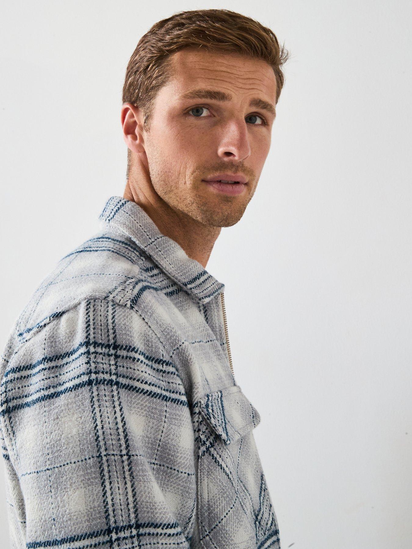 Very Man Check Zip Shacket - Blue | Very