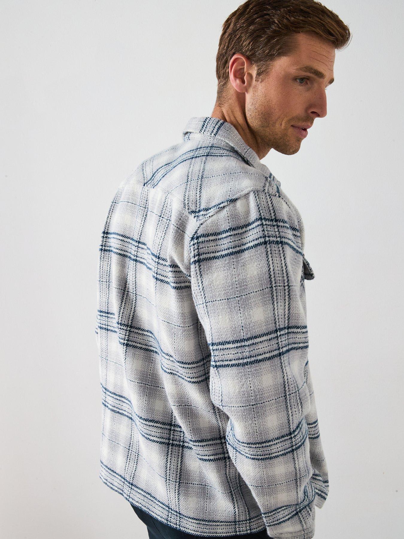Very Man Check Zip Shacket - Blue | Very