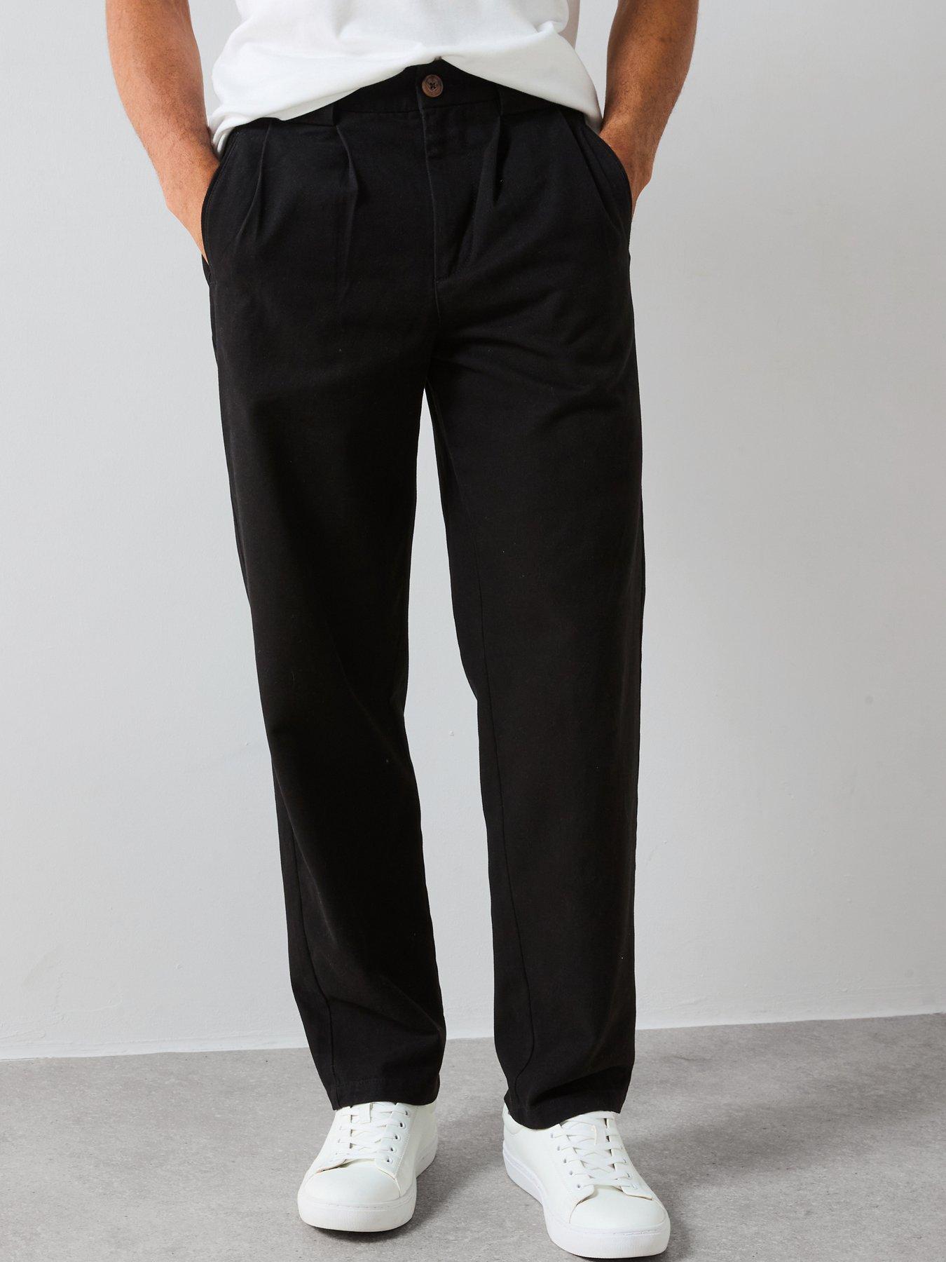 Image 1 of 6 of Very Man Double Pleat Trousers - Black
