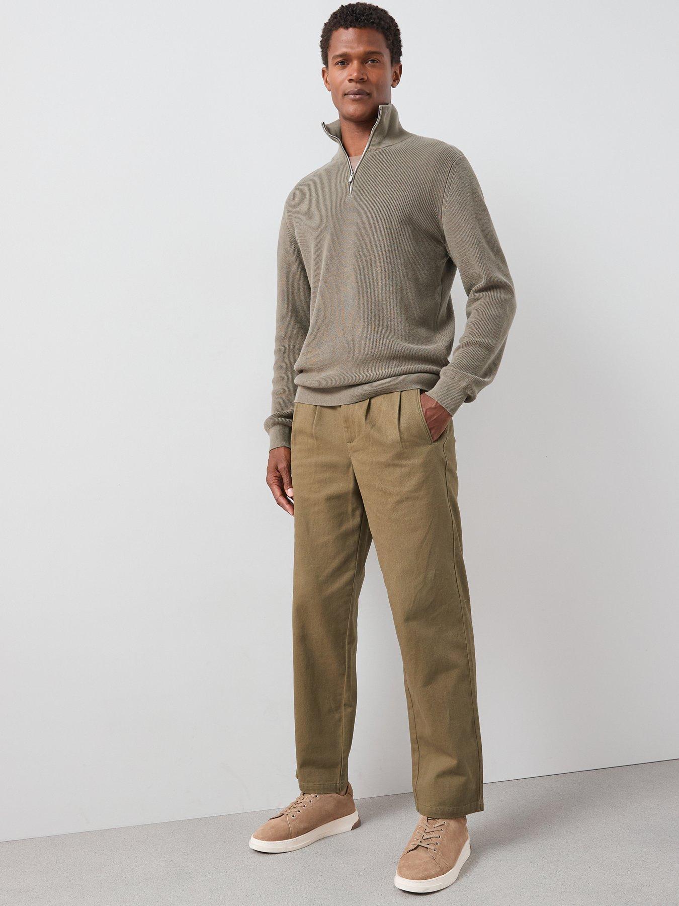 undefined Double Pleat Trousers - Khaki