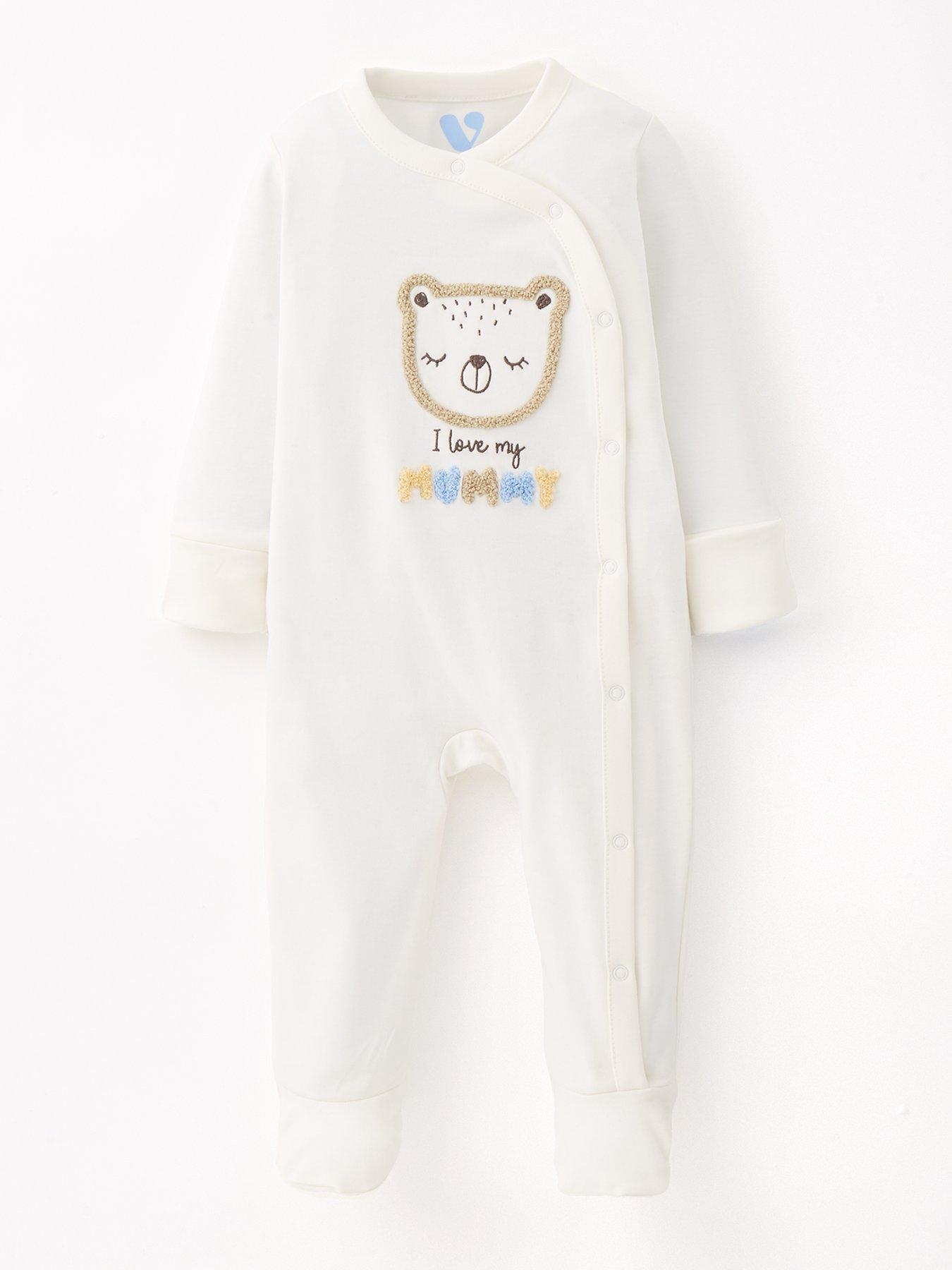 Mini V by Very Love My Mummy Bear Cub Sleepsuit - White