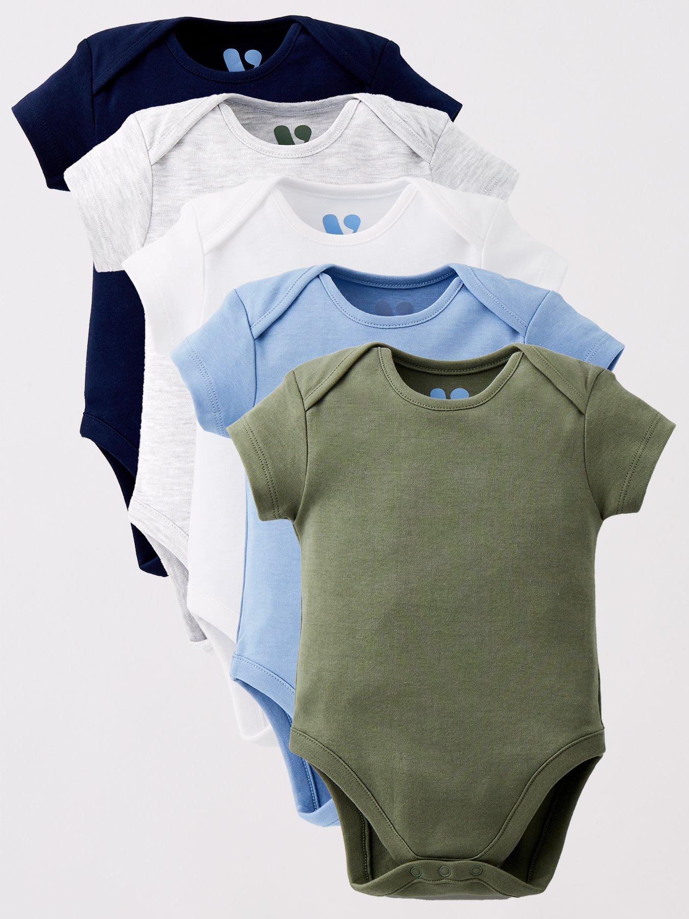 undefined Baby Boy Short Sleeve 5 Pack Bodysuits - Blue