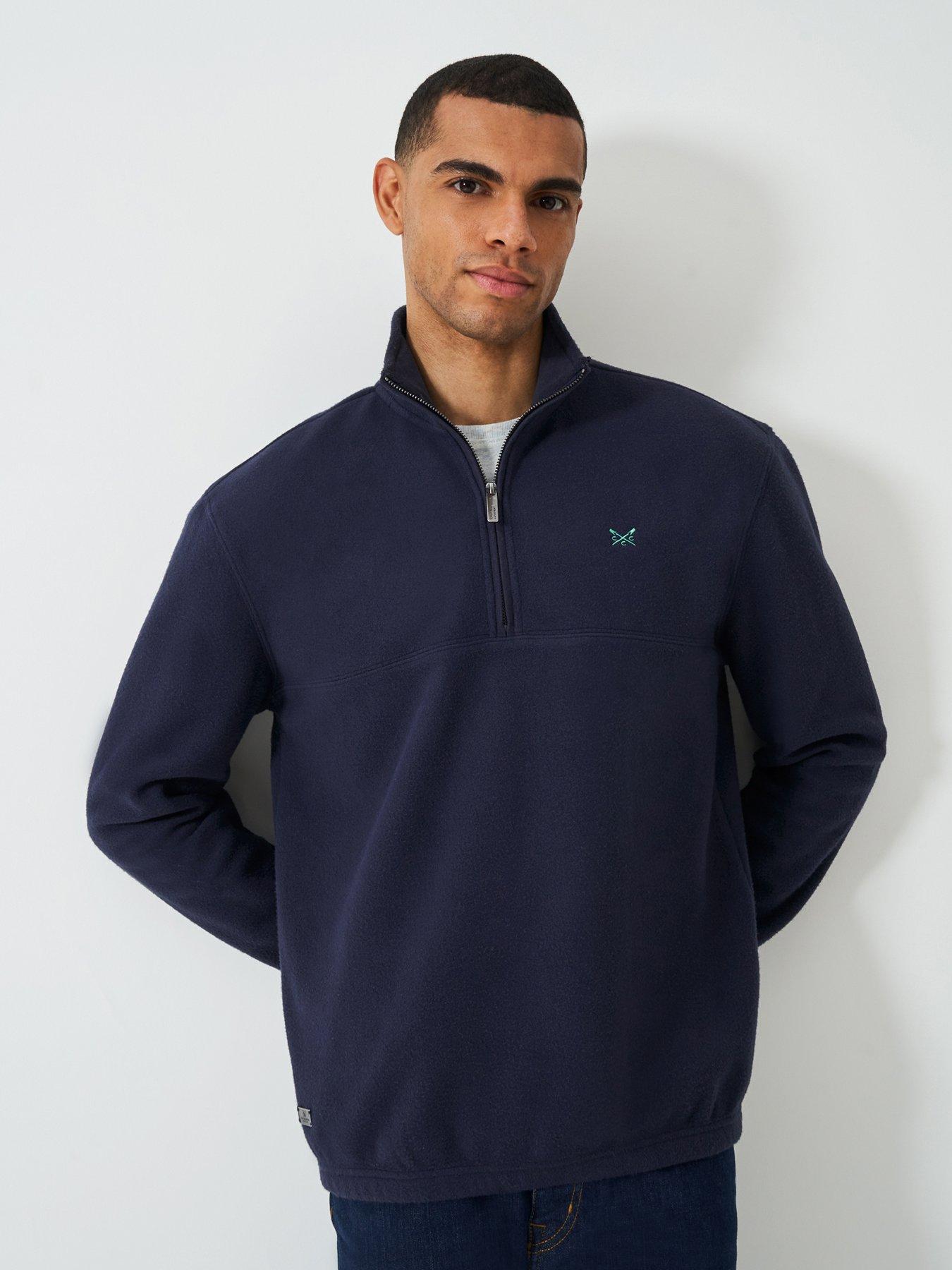 Image 2 of 6 of Crew Clothing Printed Fleece 1/4 Zip Sweatshirt - Navy