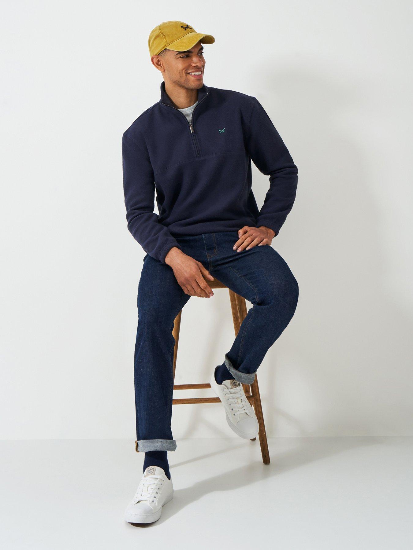 Image 4 of 6 of Crew Clothing Printed Fleece 1/4 Zip Sweatshirt - Navy