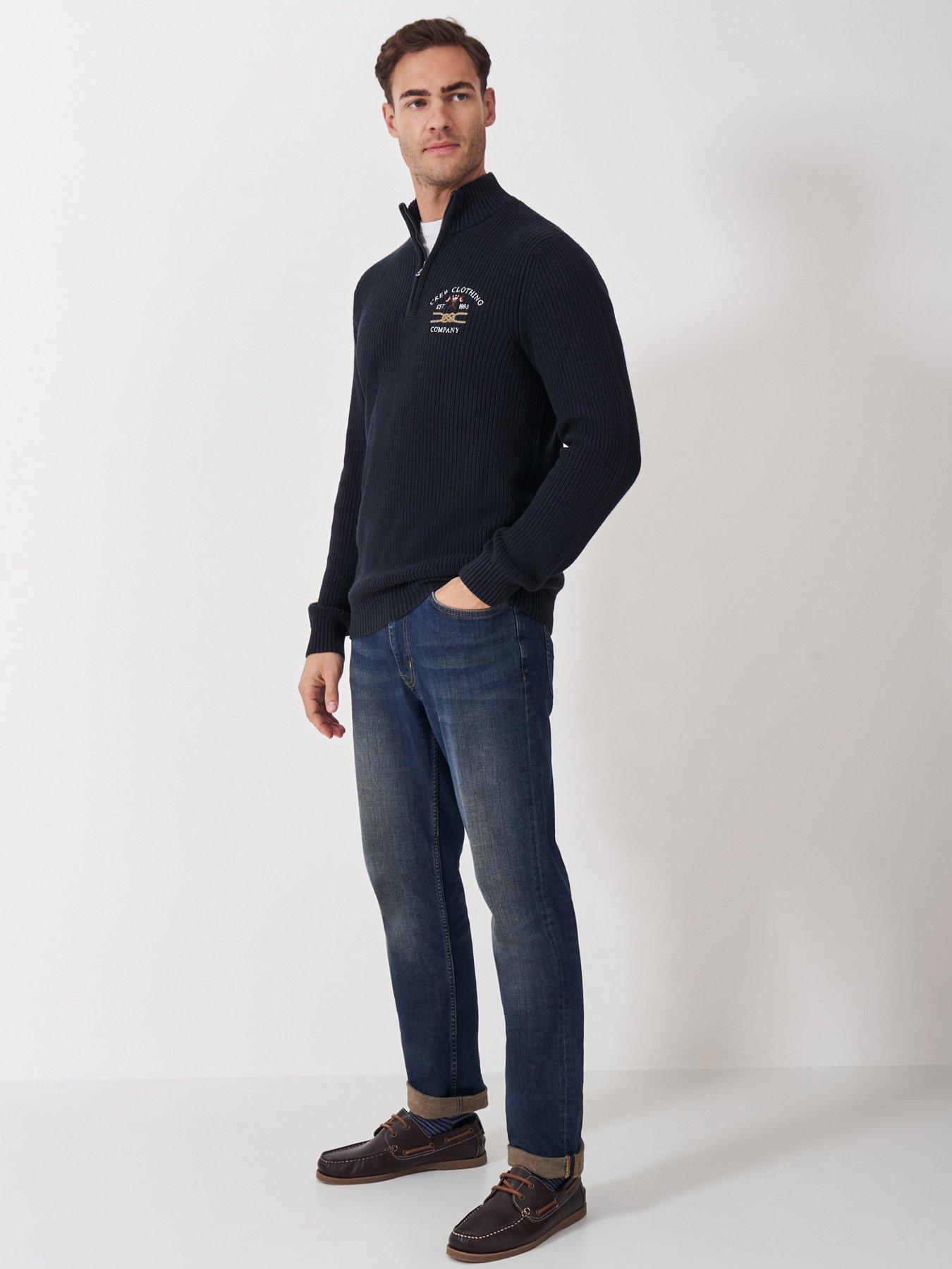 undefined Crest Fleece Embroidered 1/4 Zip Knitted Jumper - Navy