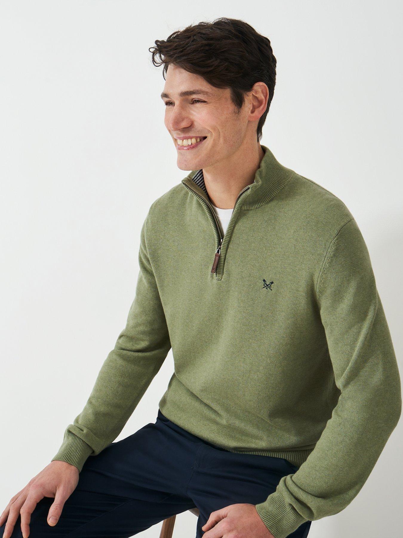 undefined Classic Cotton 1/4 Zip Knitted Jumper - Green