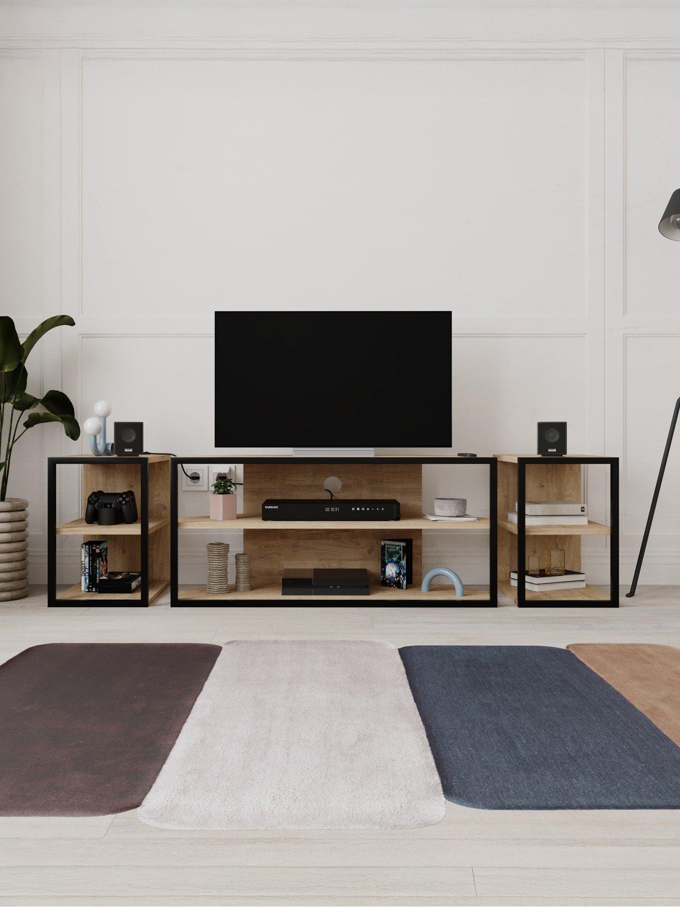 Decortie Echo Tv Stand & Side Tables Set - Sapphire Oak