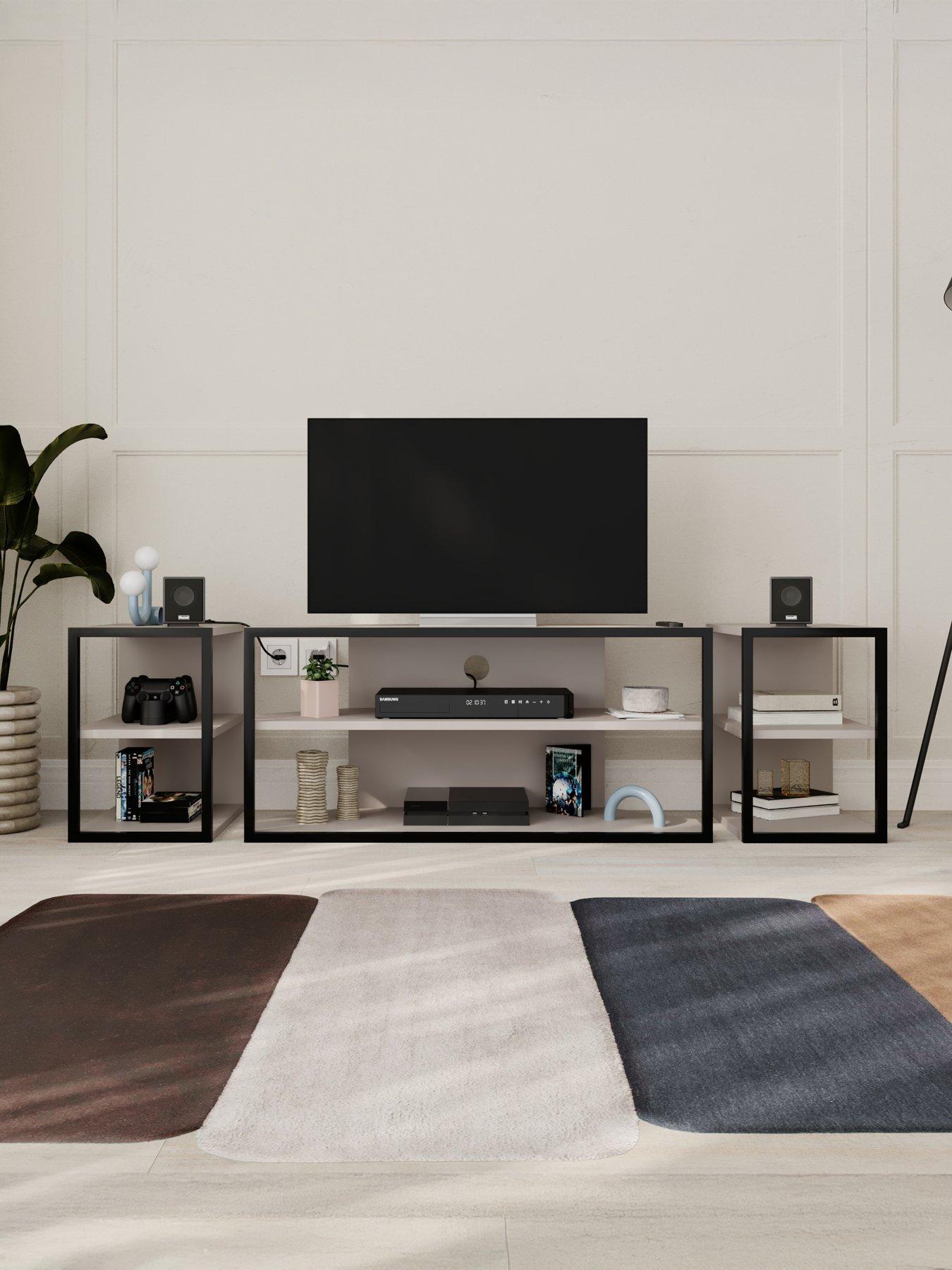 undefined Echo Tv Stand & Side Tables Set - Mocha