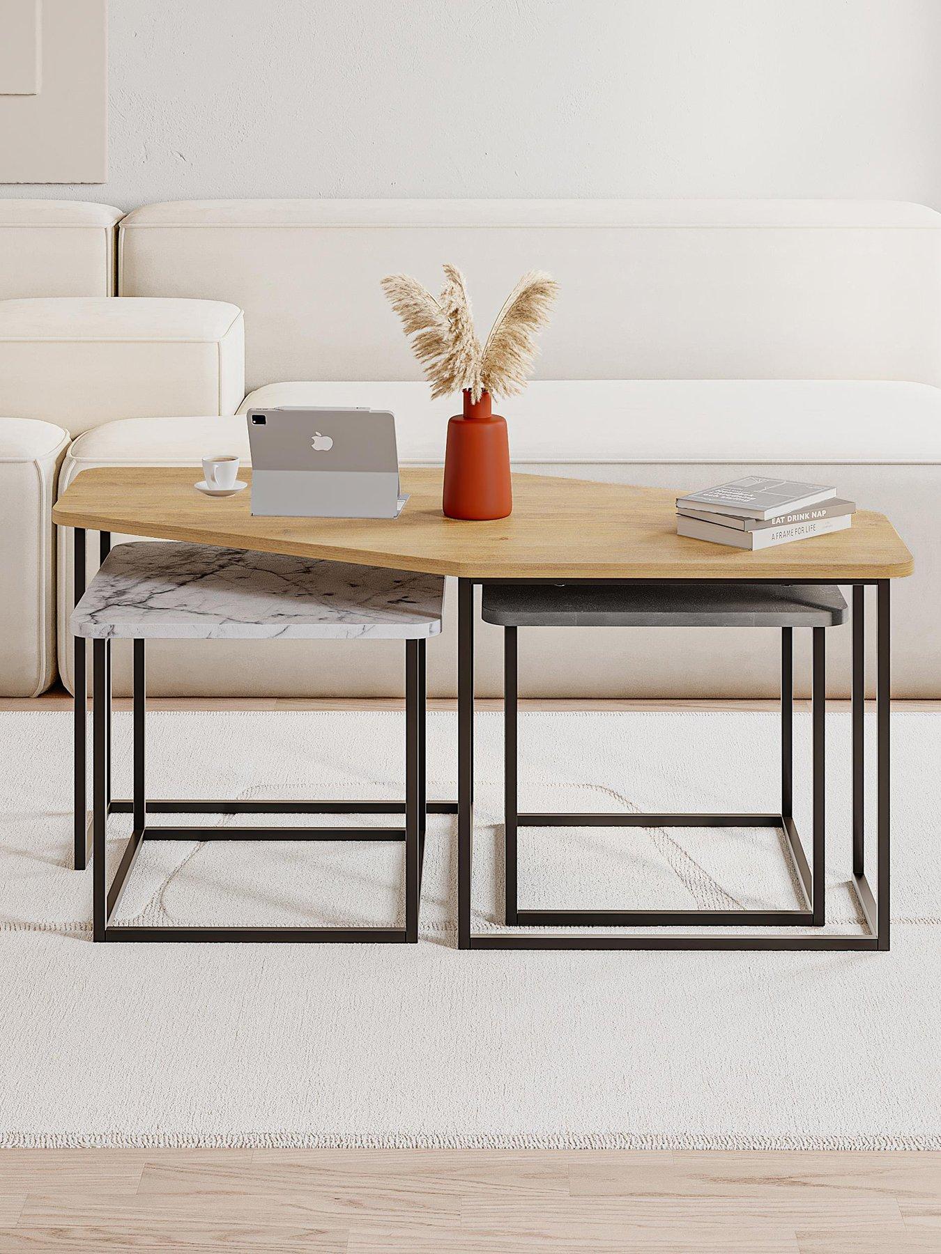 undefined Nesty Set Of 3 Coffee Tables - Grey/oak