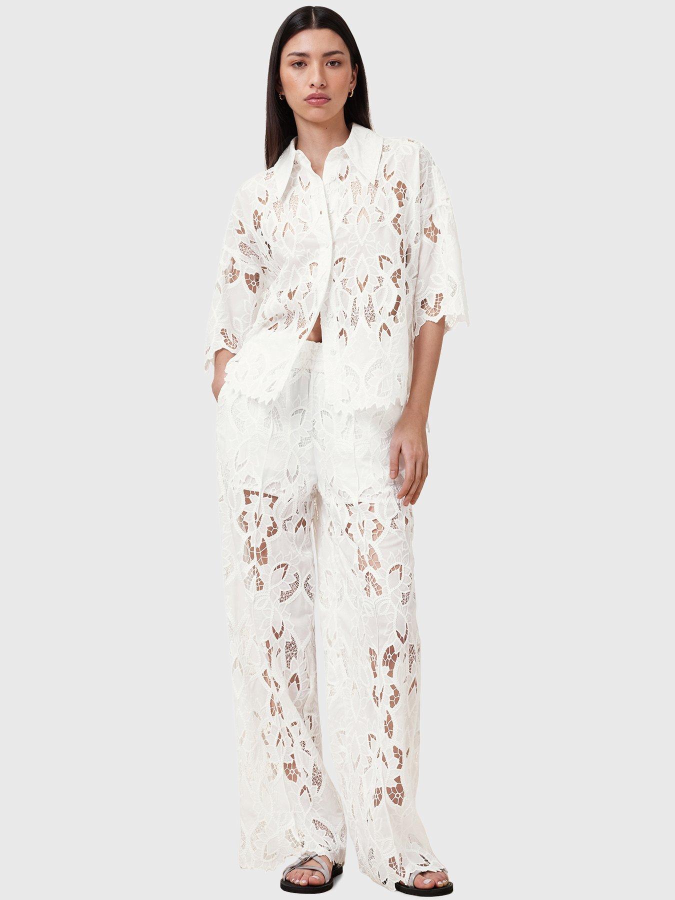 undefined Charli Embroidered Trousers - White