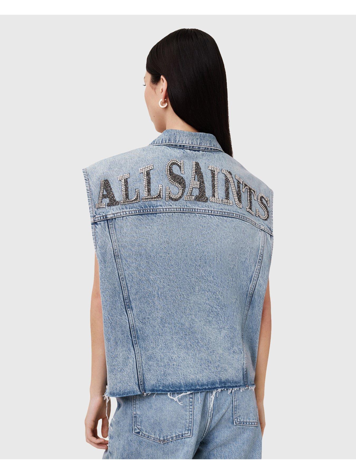 undefined Laura Embellished Denim Waistcoat - Blue