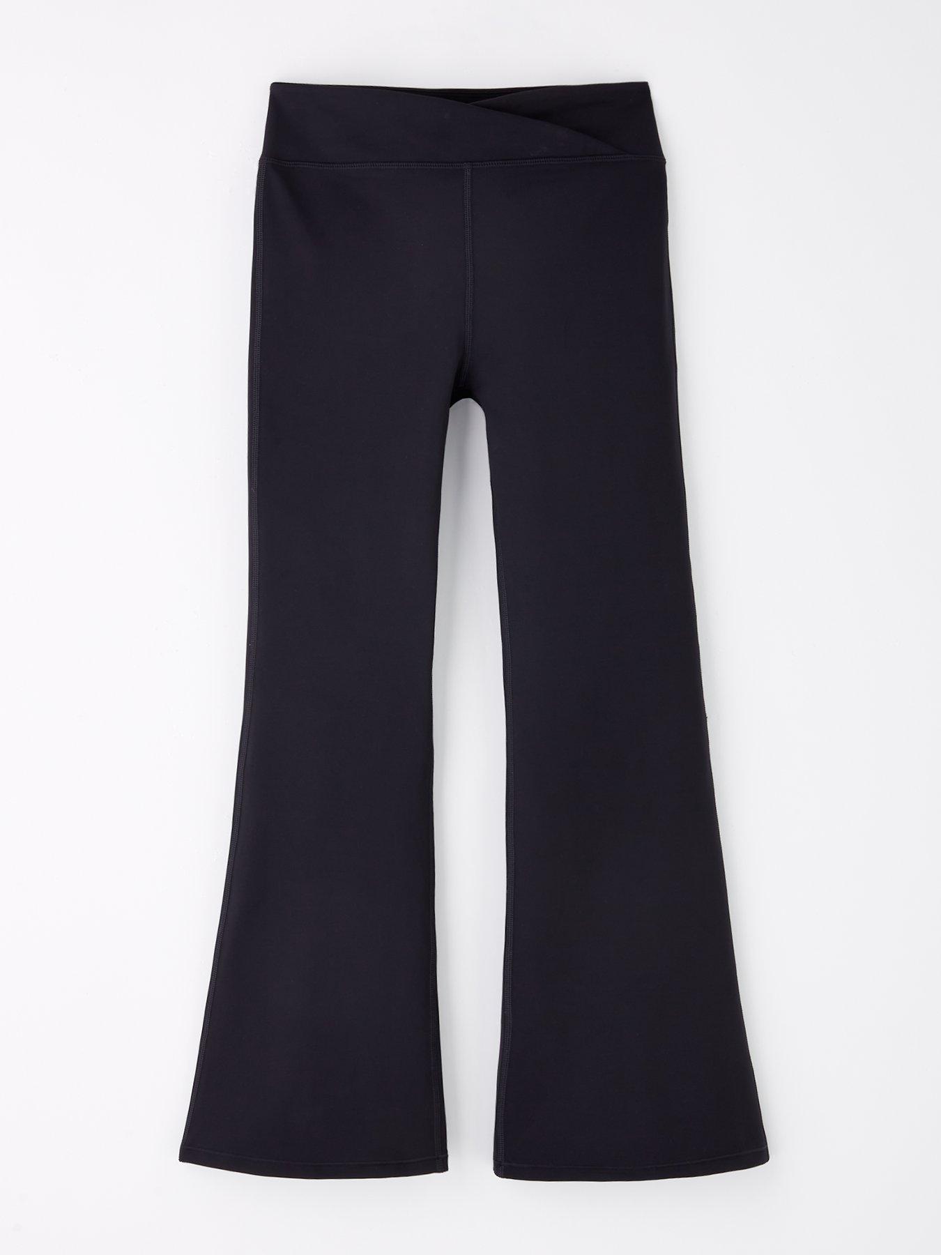 V by Very Girls Cross Over Waistband Flare Legging - Black