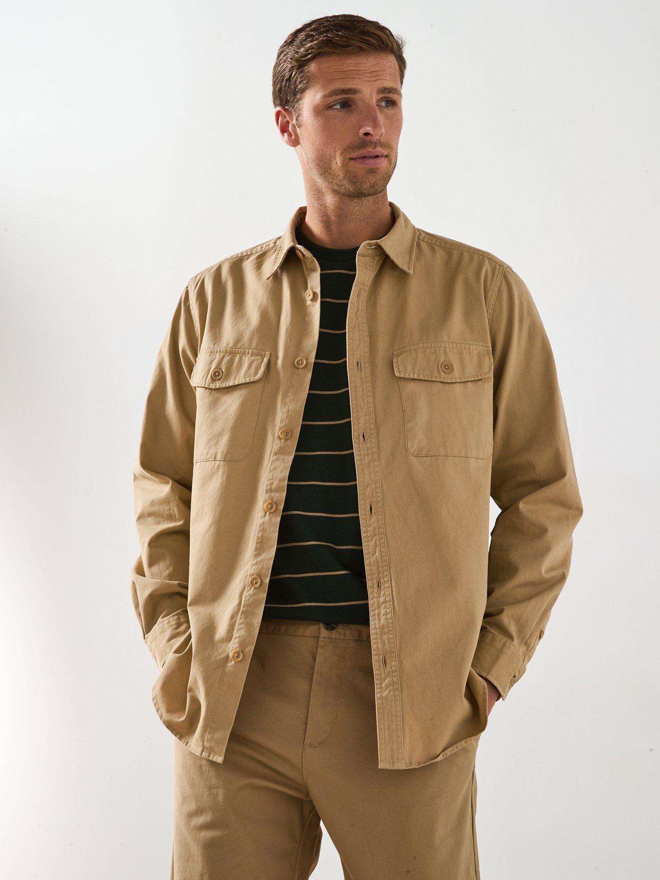 undefined Double Pocket Flannel Shirt - Beige