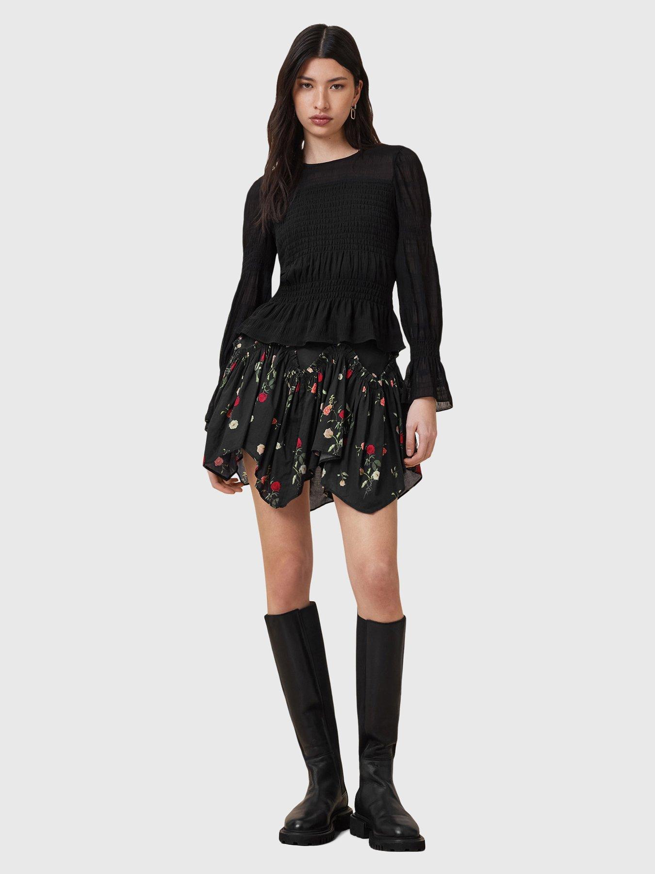 AllSaints Delilah Skirt, Black, Size 16, Women