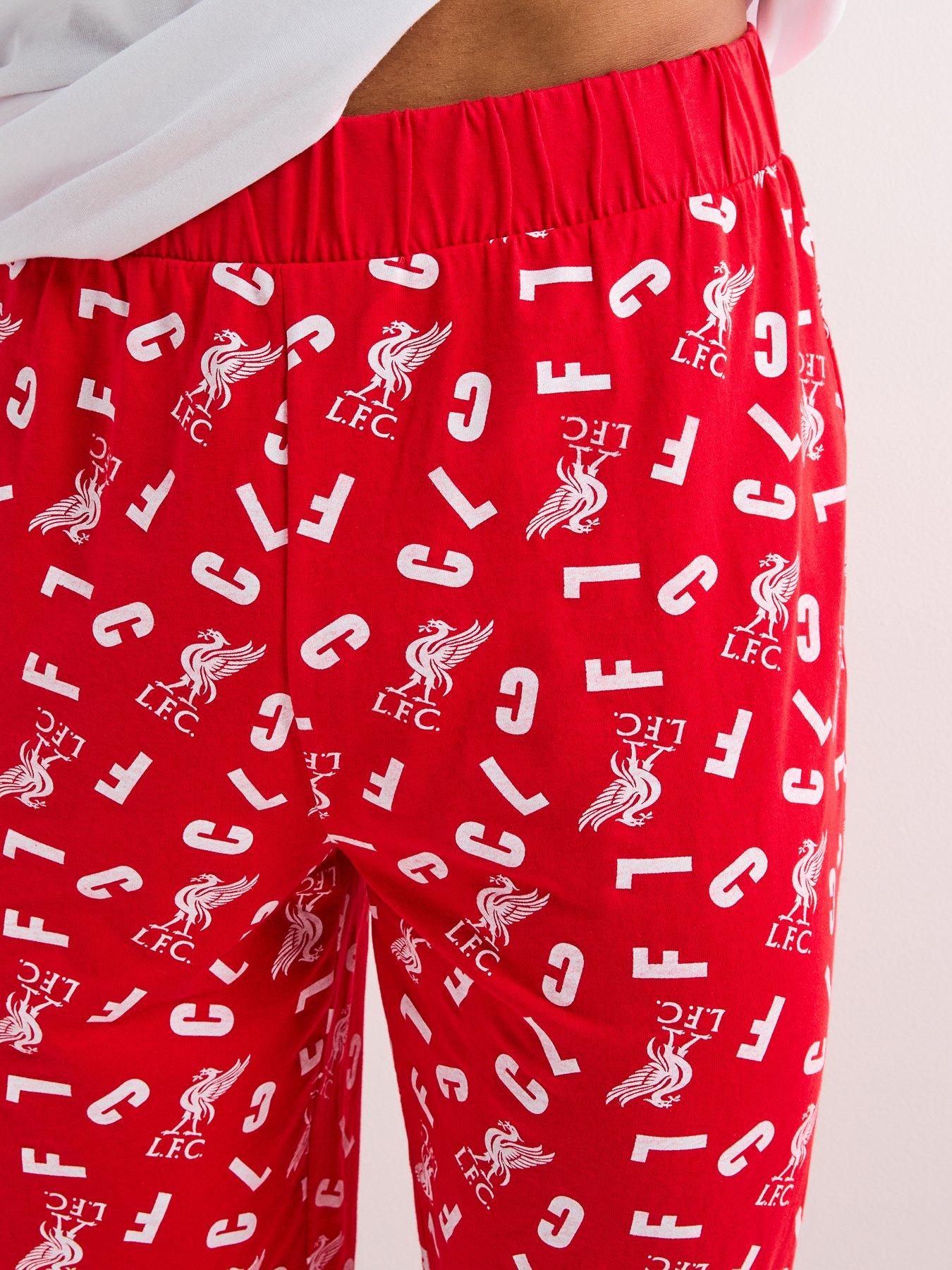 Liverpool FC Pantalon De Pyjama Officiel Homme - Imprimé Liverbird, Coton 100%, Taille Élastique