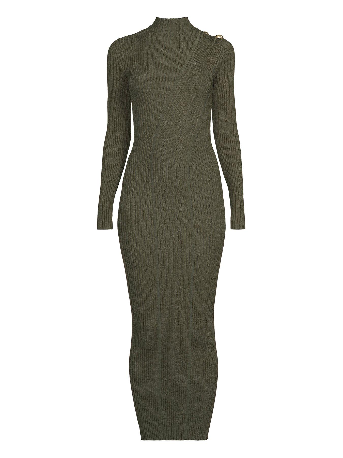 strapless open back dress Olive Green Mini Dress From Soft Jersey NIKA main image 0