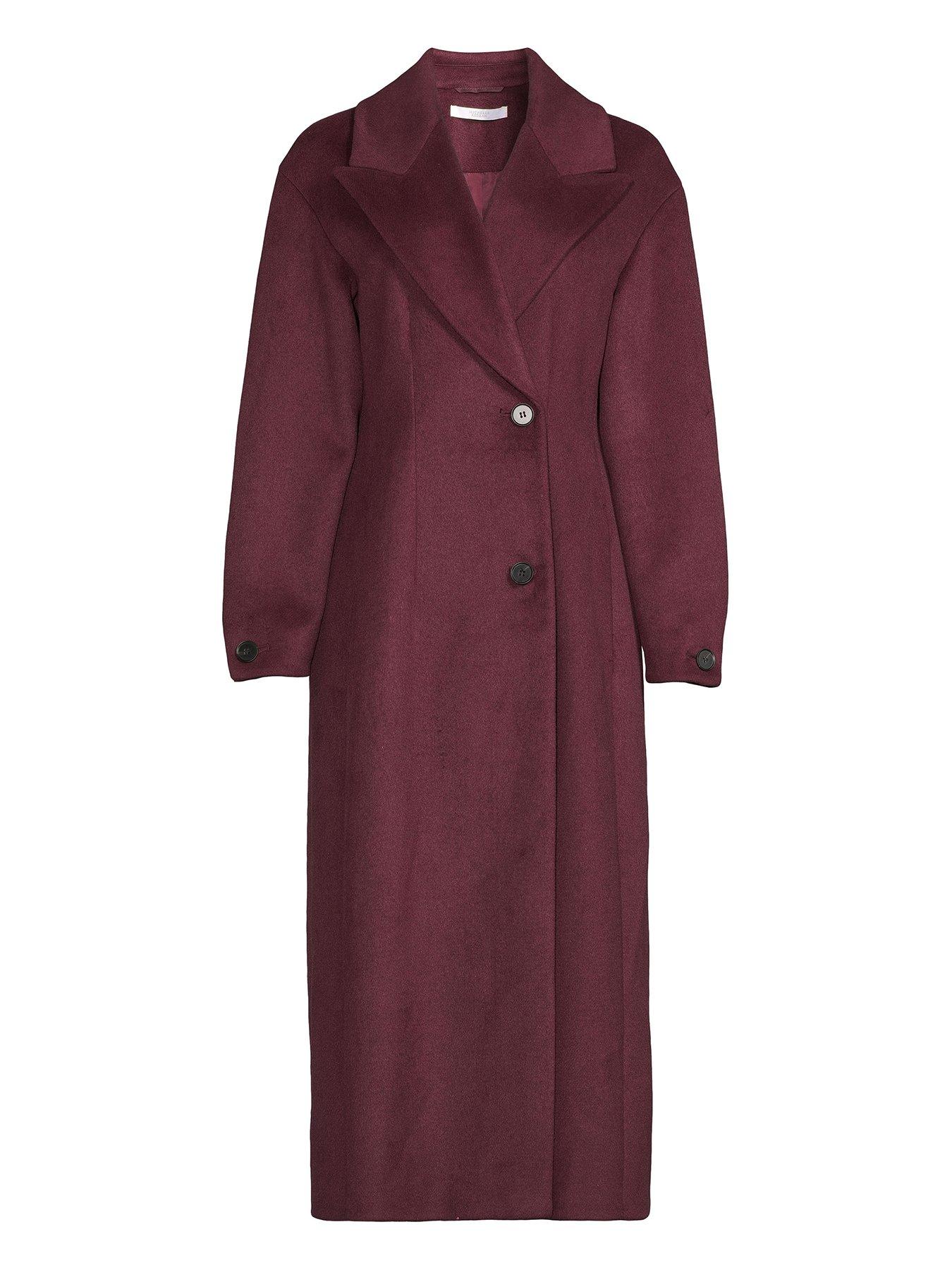 Image 5 of 5 of Michelle Keegan Wool Blend Cocoon Formal Coat - Burgundy&nbsp;