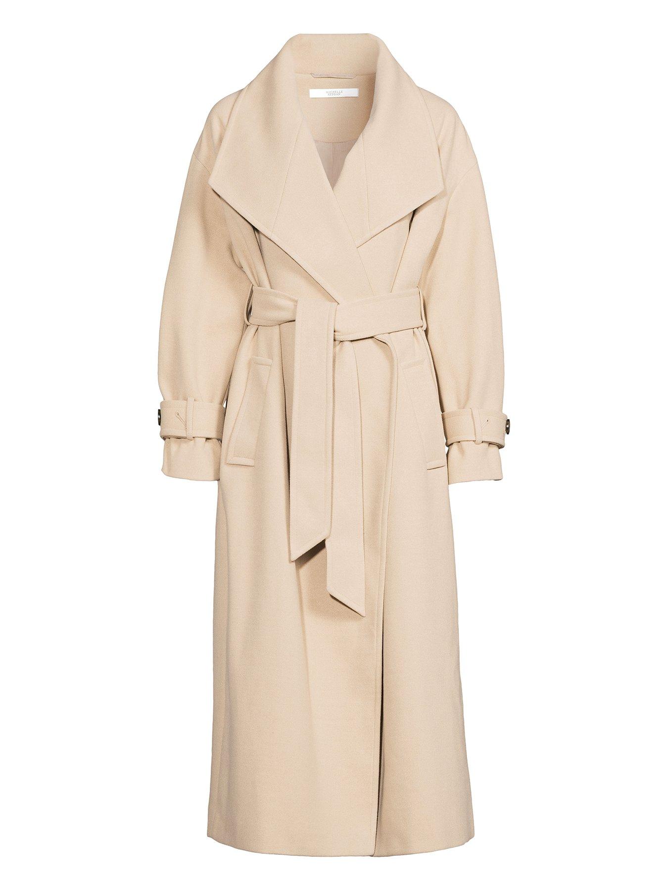 Image 4 of 4 of Michelle Keegan Wool Blend Exaggerated Collar Coat - Beige