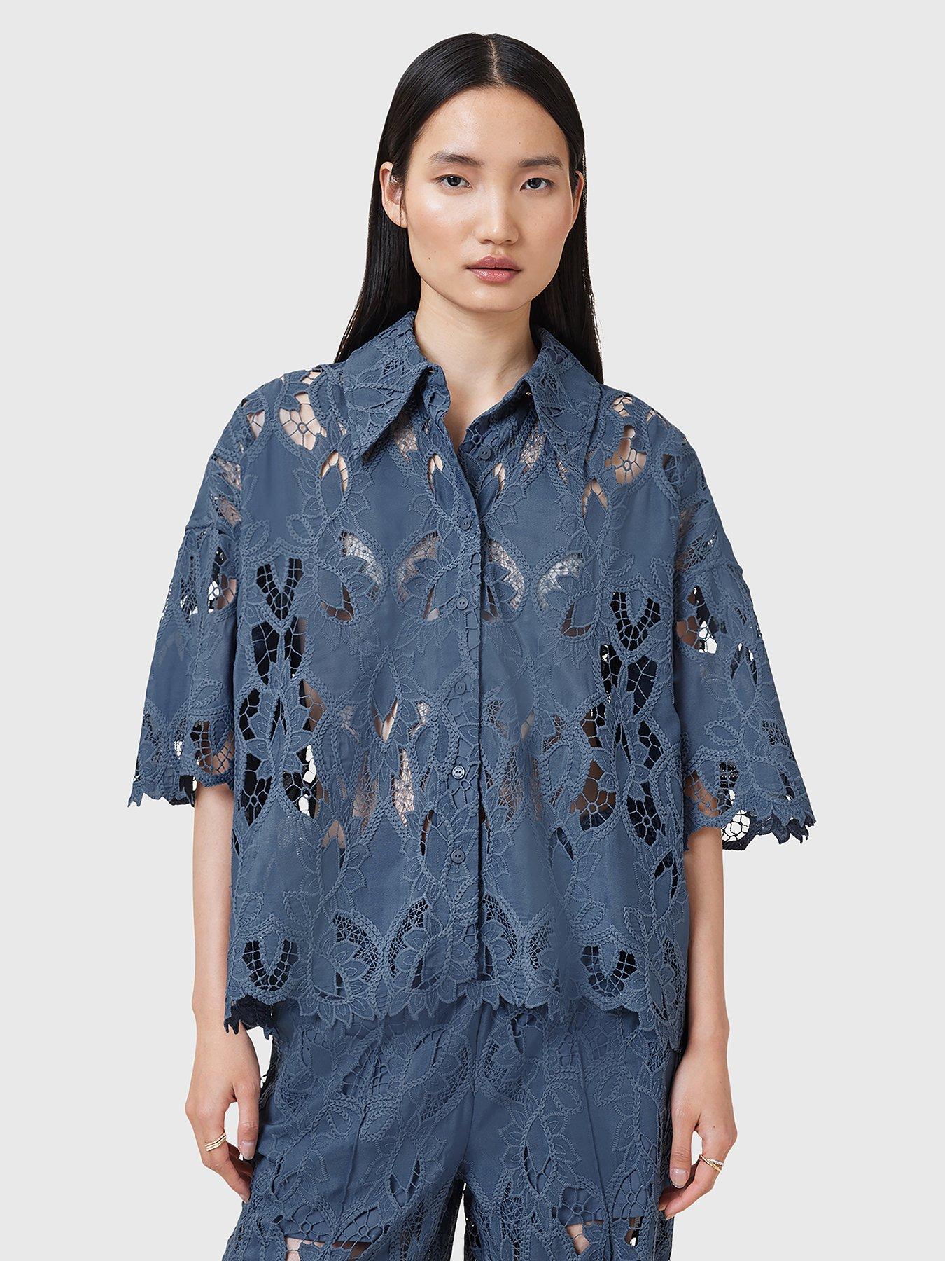 undefined Charli Embroidered Shirt - Light Blue
