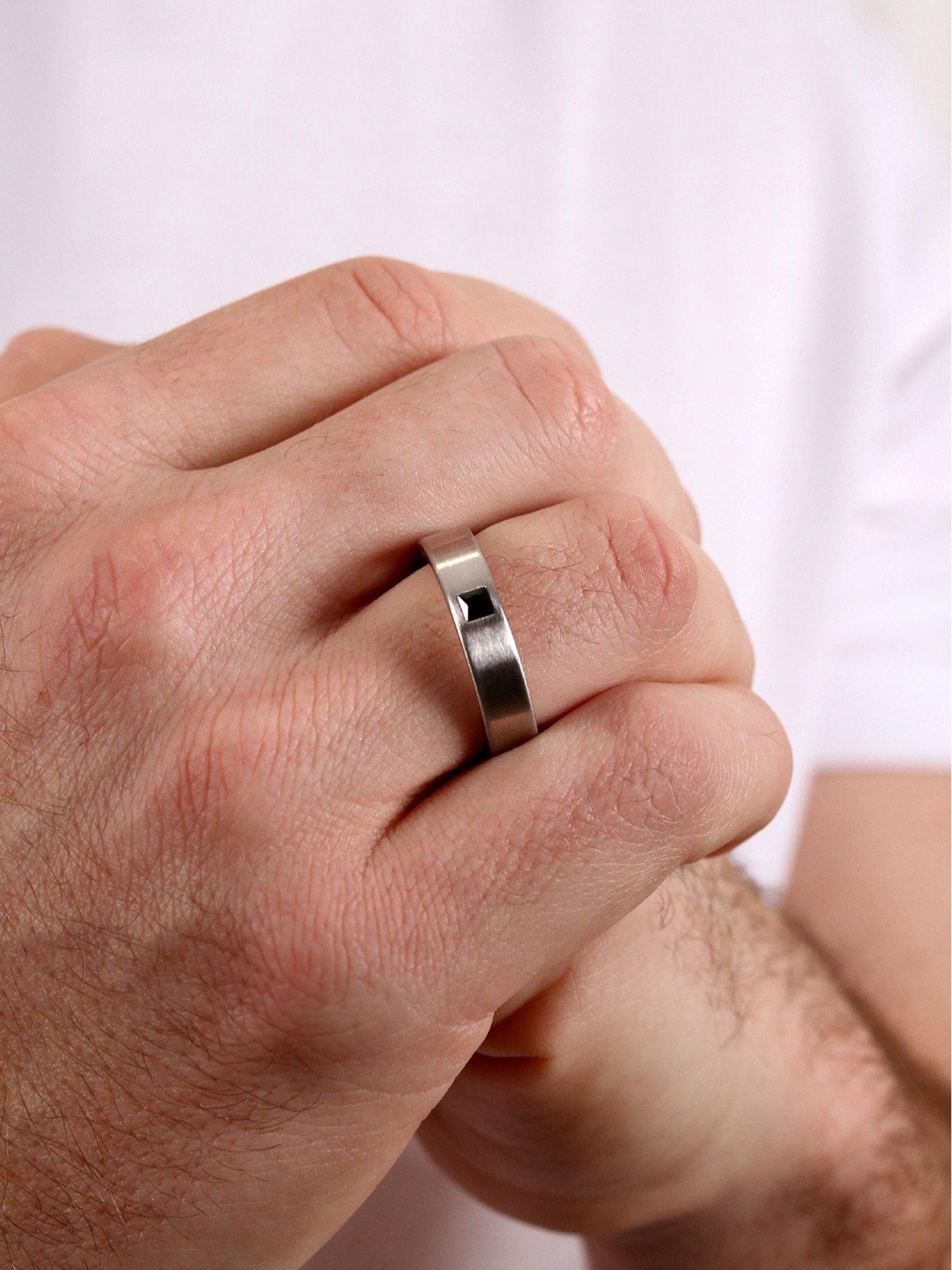 Image 2 of 2 of Say It With Mens Black Cubic Zirconia Ring - Stainless Steel