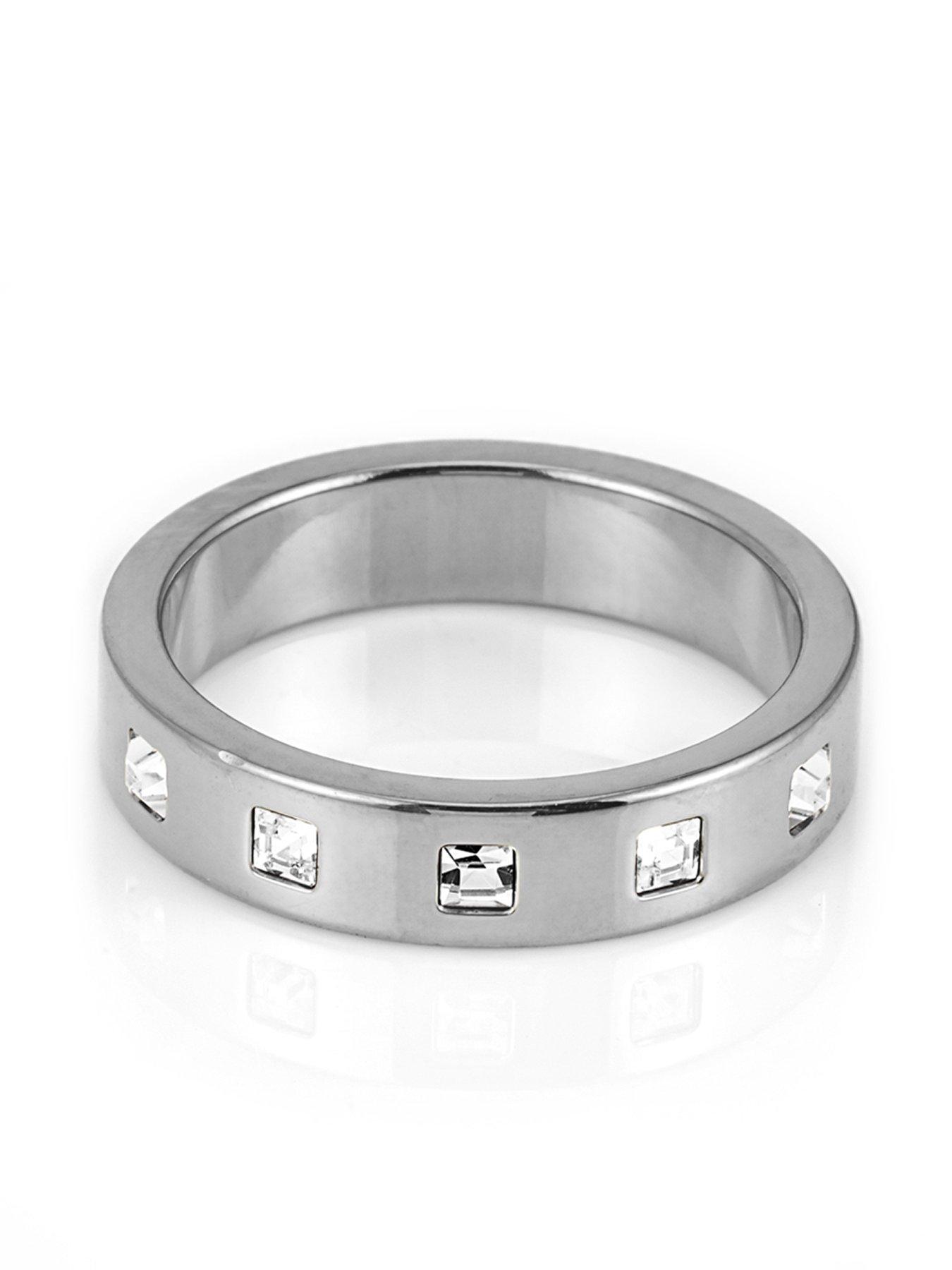Say It With CZ Half Band Ring - Silver