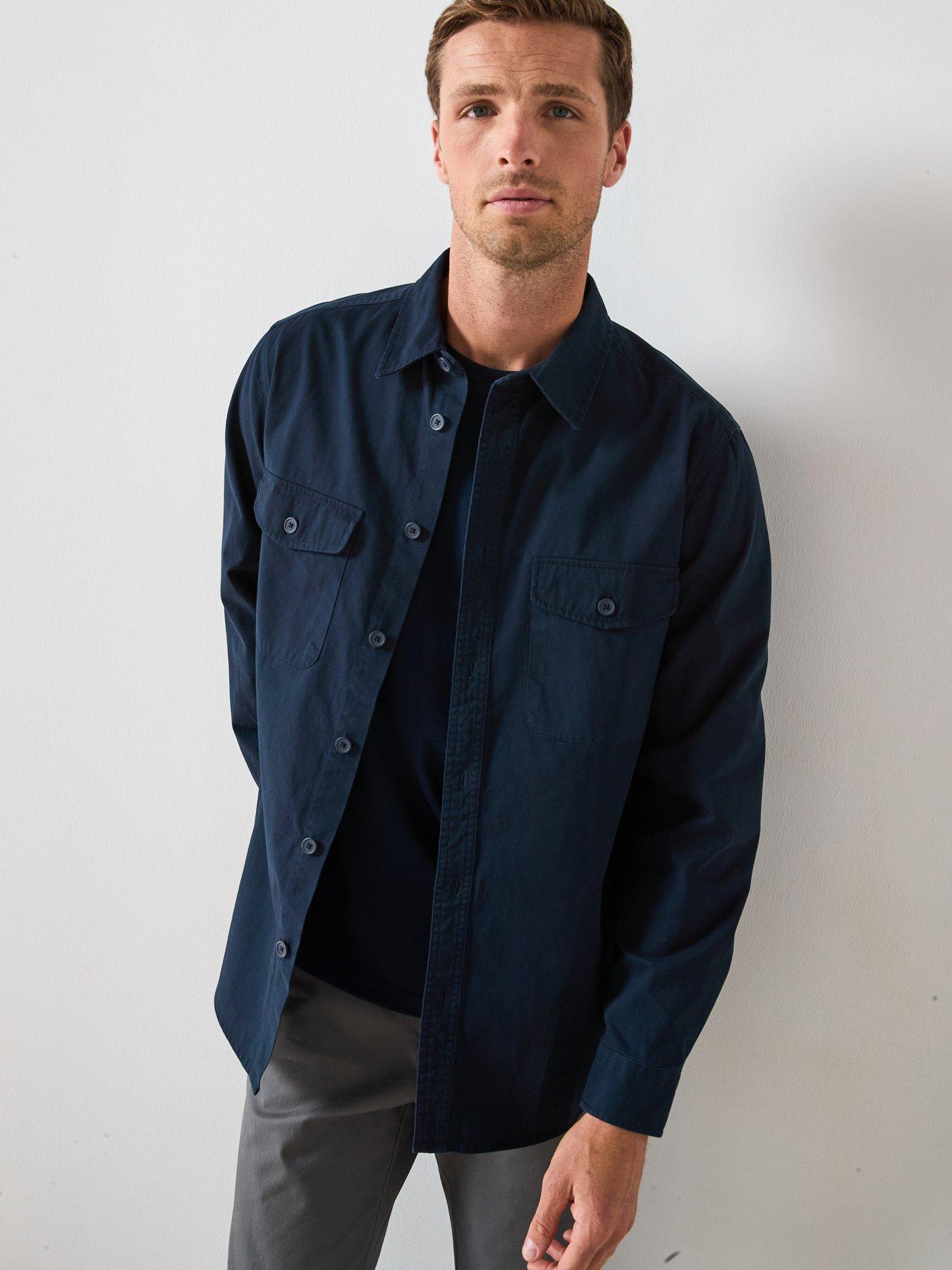Very Man Double Pocket Flannel Shirt - Navy | Very