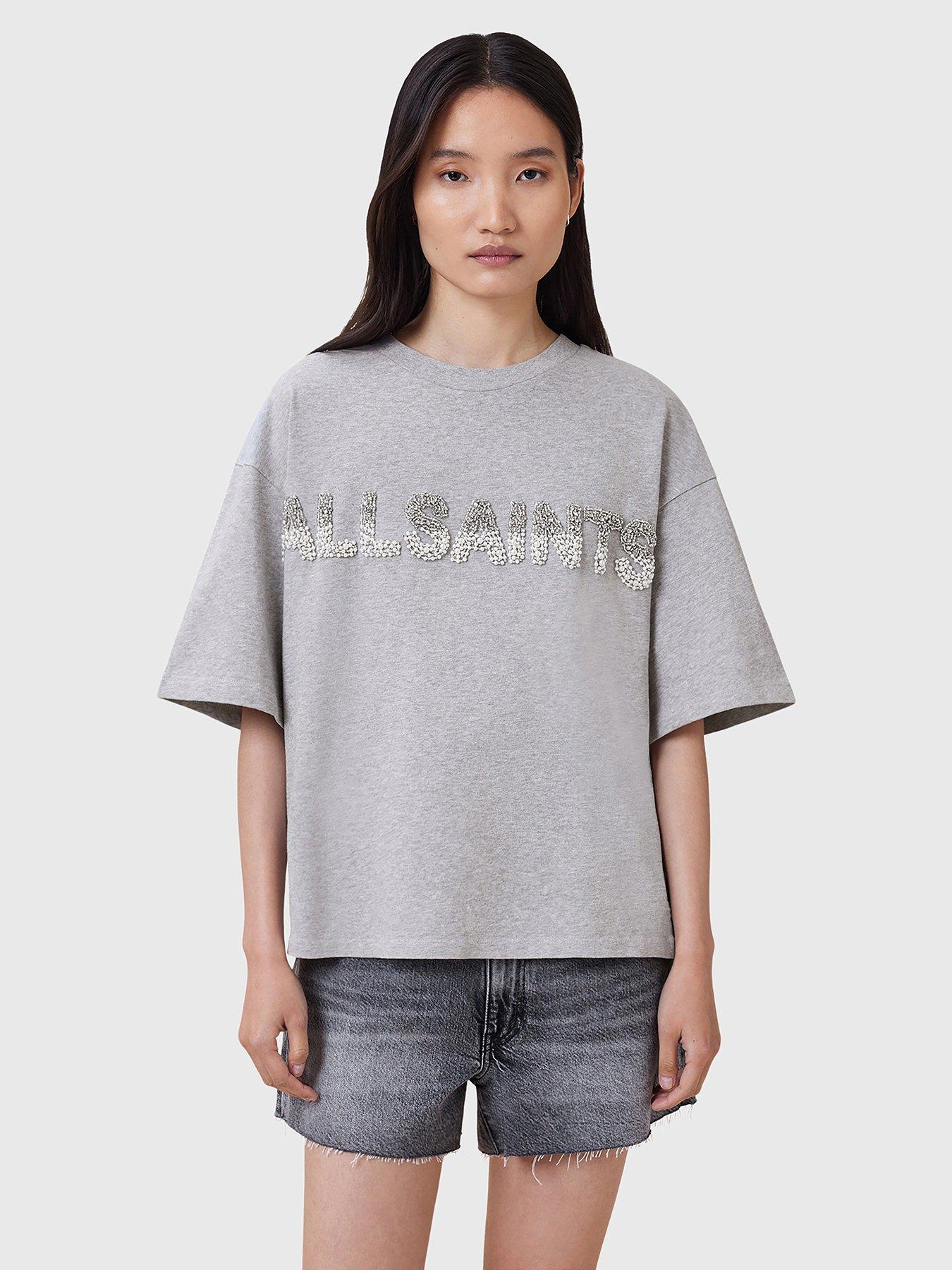 AllSaints Amelie Pearl T-Shirt - Grey