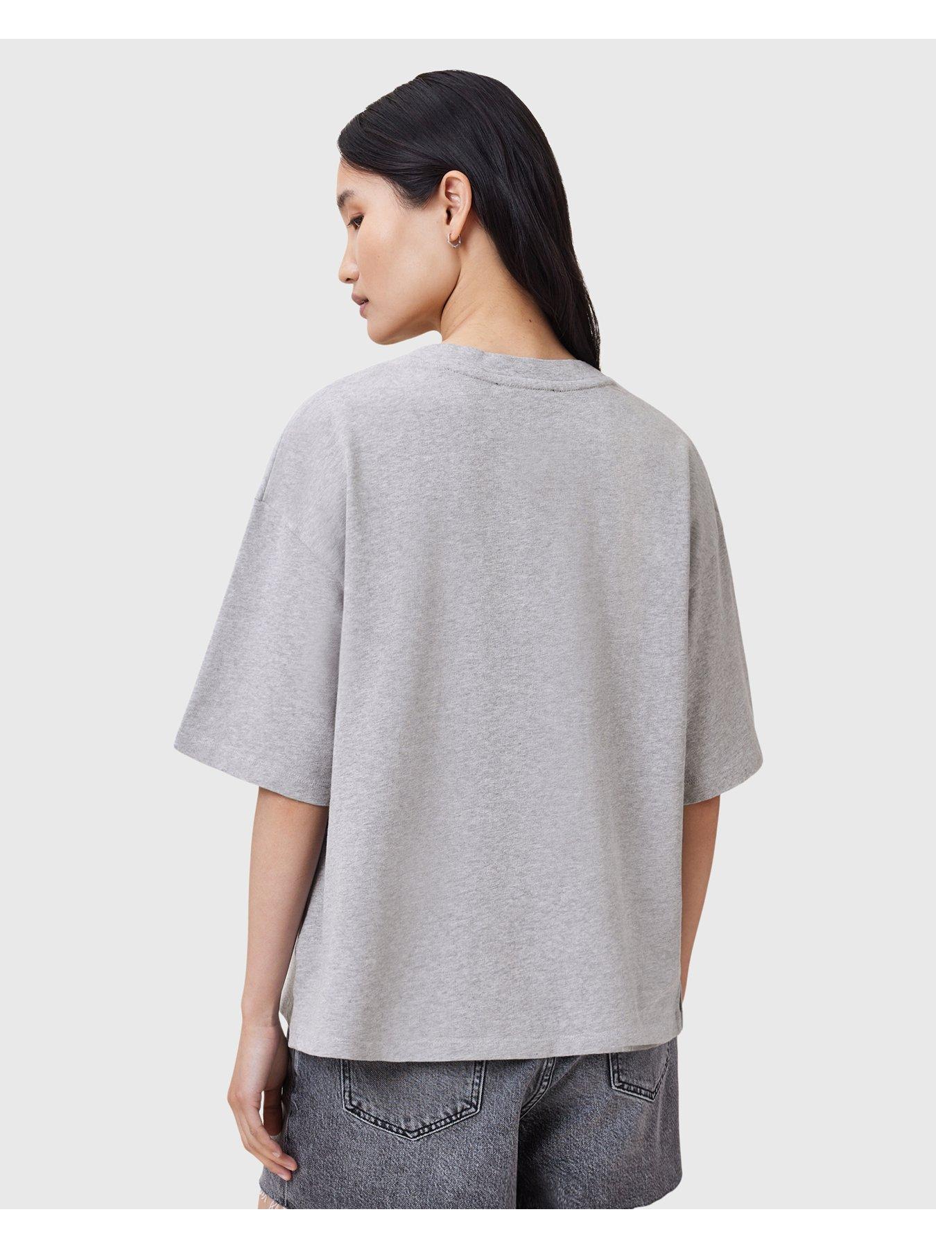 Image 2 of 6 of AllSaints Amelie Pearl T-Shirt - Grey