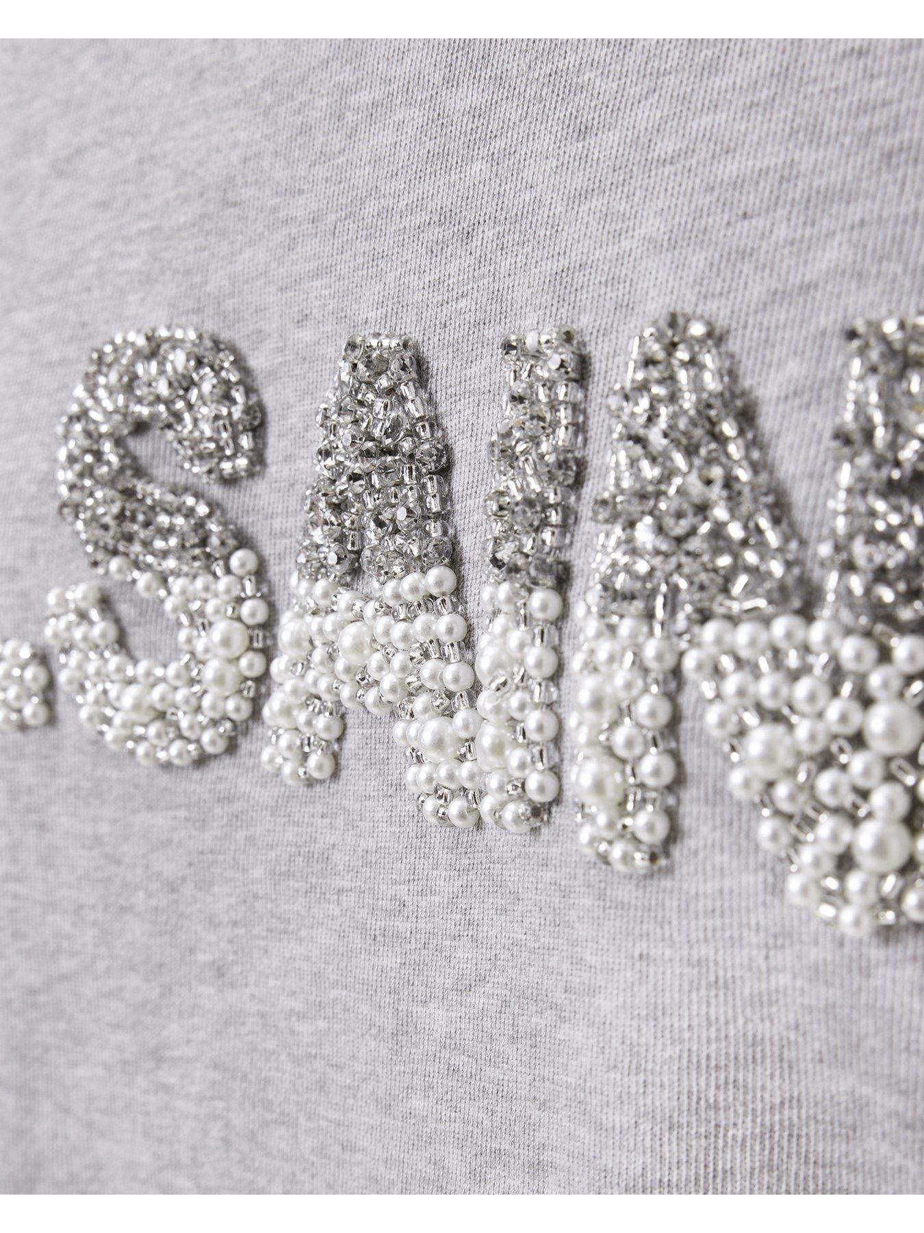 Image 5 of 6 of AllSaints Amelie Pearl T-Shirt - Grey