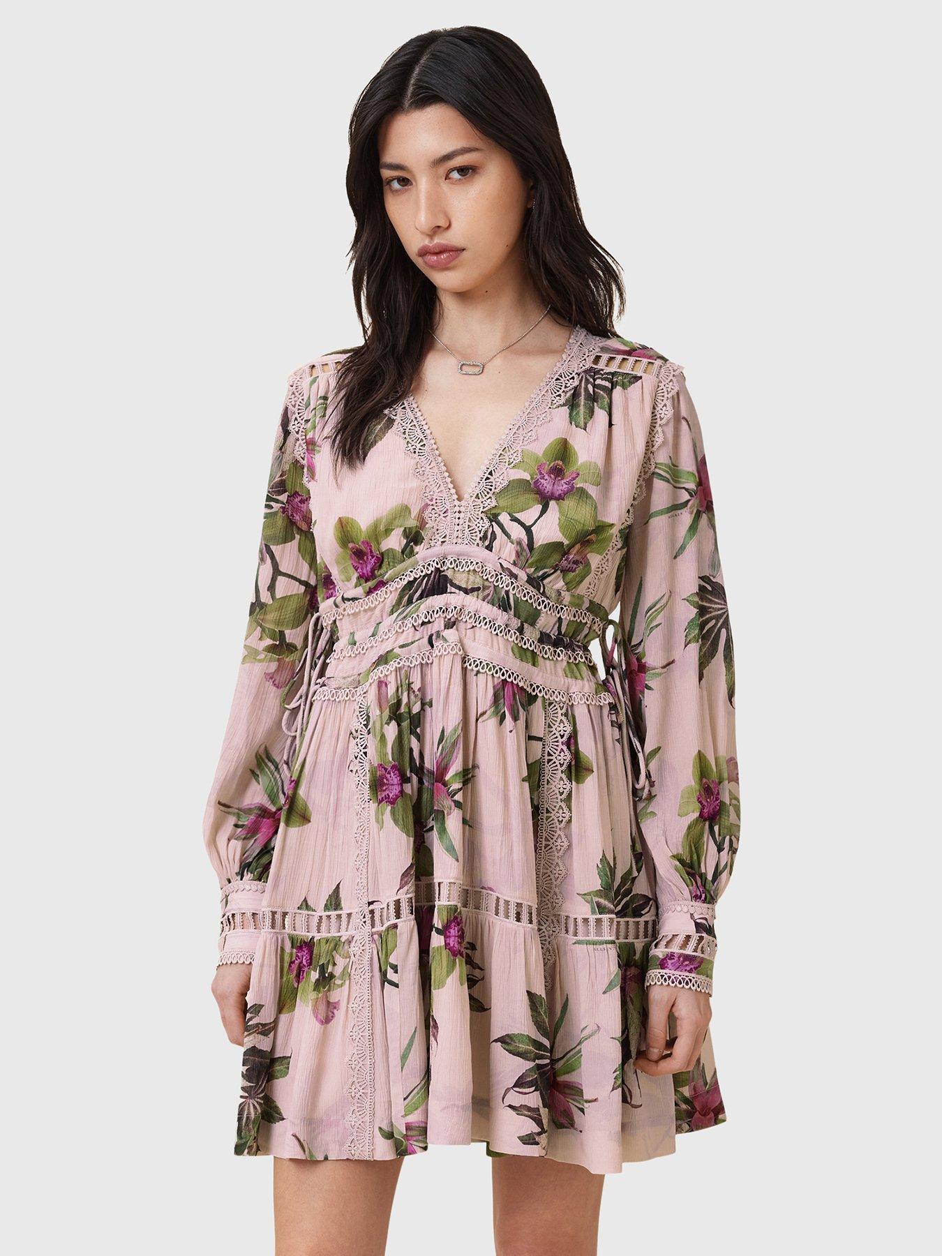 undefined Xanthe Long Sleeve Mini Dress - Pink