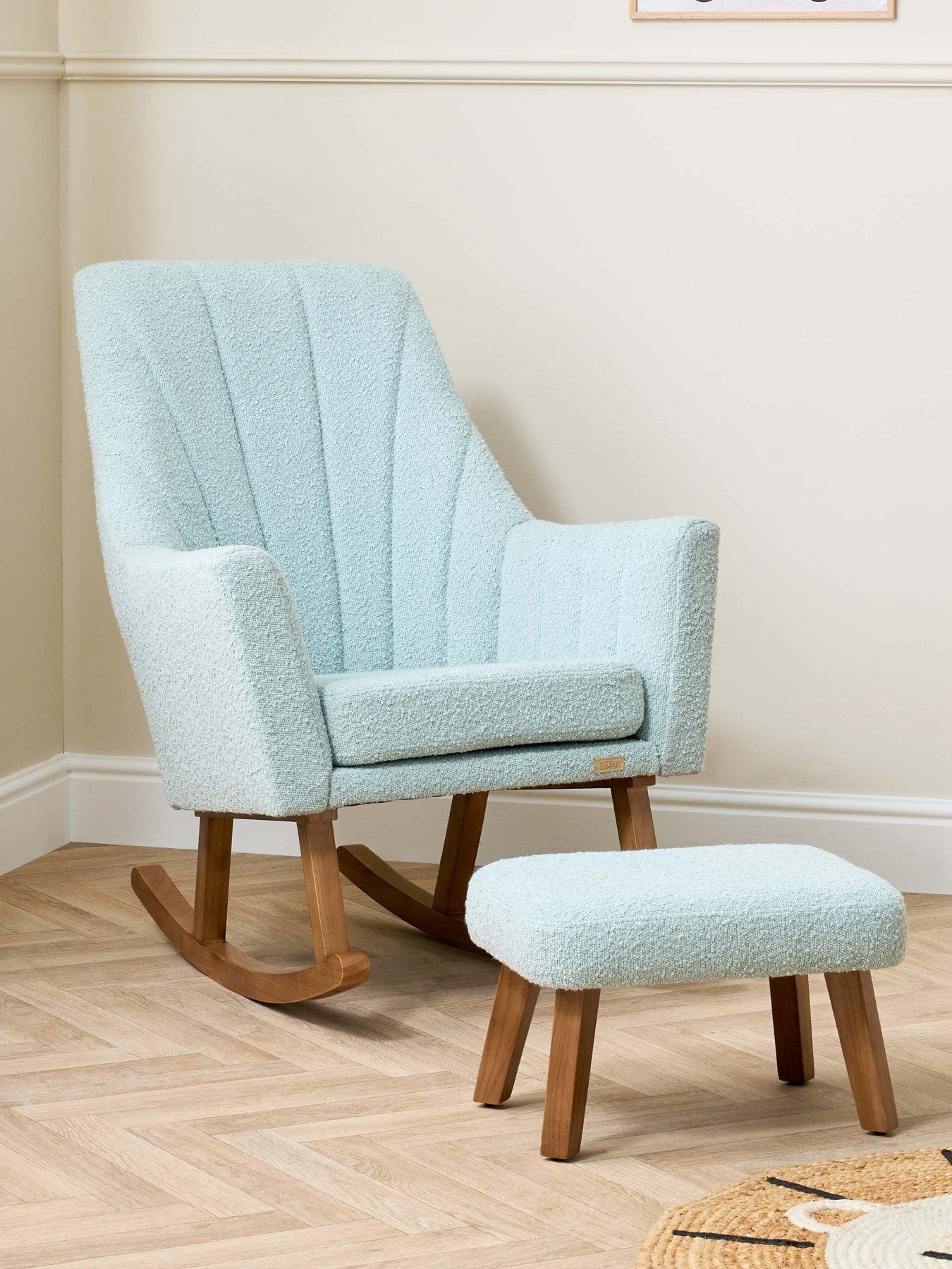 Tutti Bambini Jonah Luxe Rocking Chair & Foot Stool  - Boucle Ocean Stone