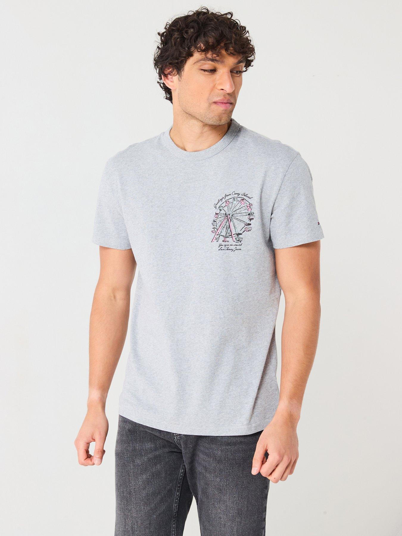 Tommy Jeans Regular Fit Novelty Fair Back Print T-Shirt - Grey