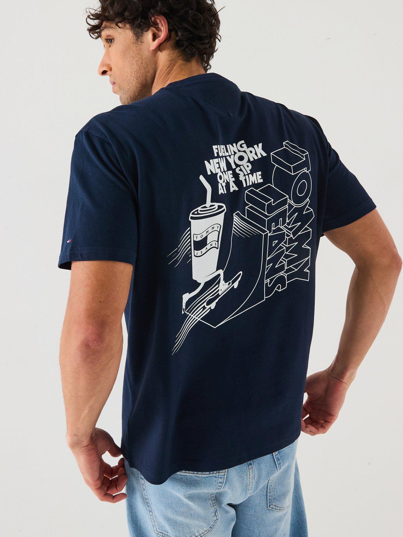 undefined Relaxed Fit Skater Back Graphic T-Shirt - Navy