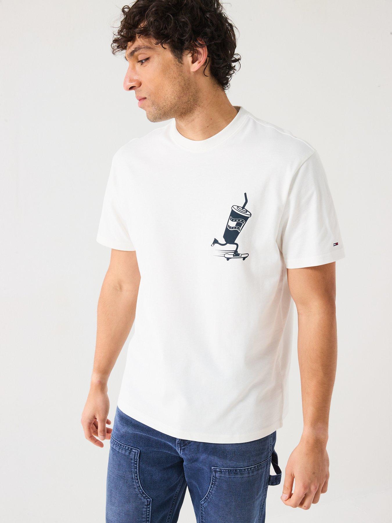 Image 2 of 6 of Tommy Jeans Relaxed Fit Skater Back Graphic T-Shirt - White