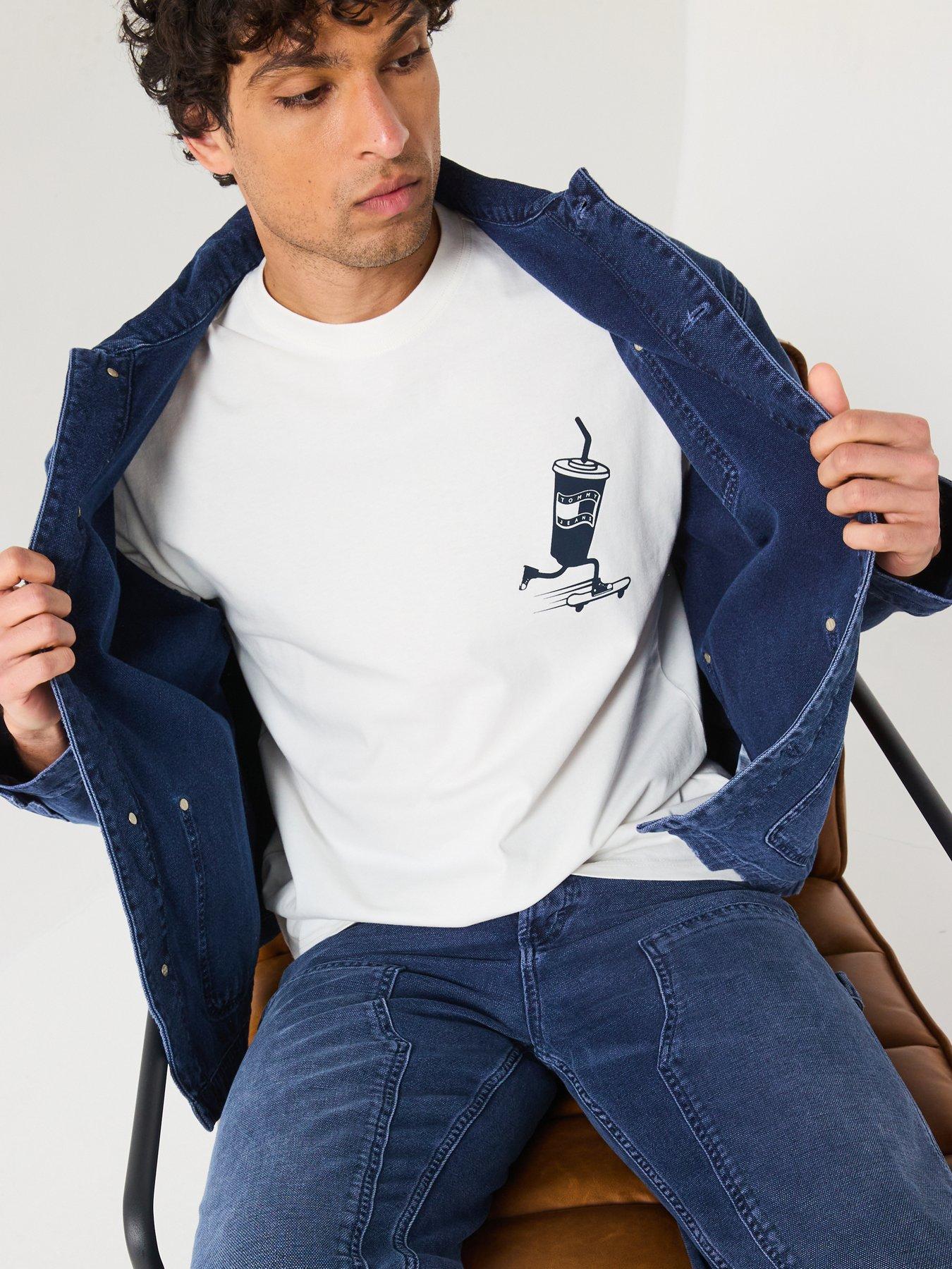 Image 4 of 6 of Tommy Jeans Relaxed Fit Skater Back Graphic T-Shirt - White