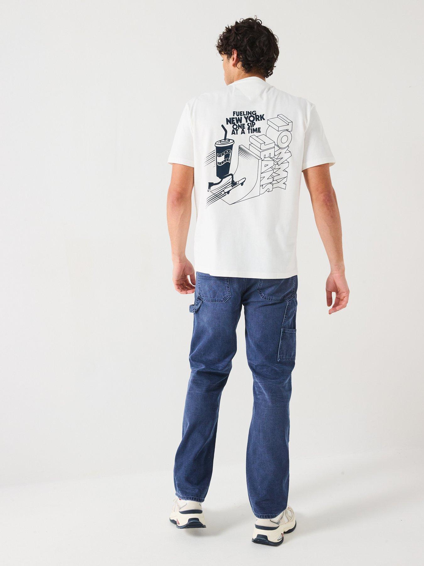 Image 5 of 6 of Tommy Jeans Relaxed Fit Skater Back Graphic T-Shirt - White