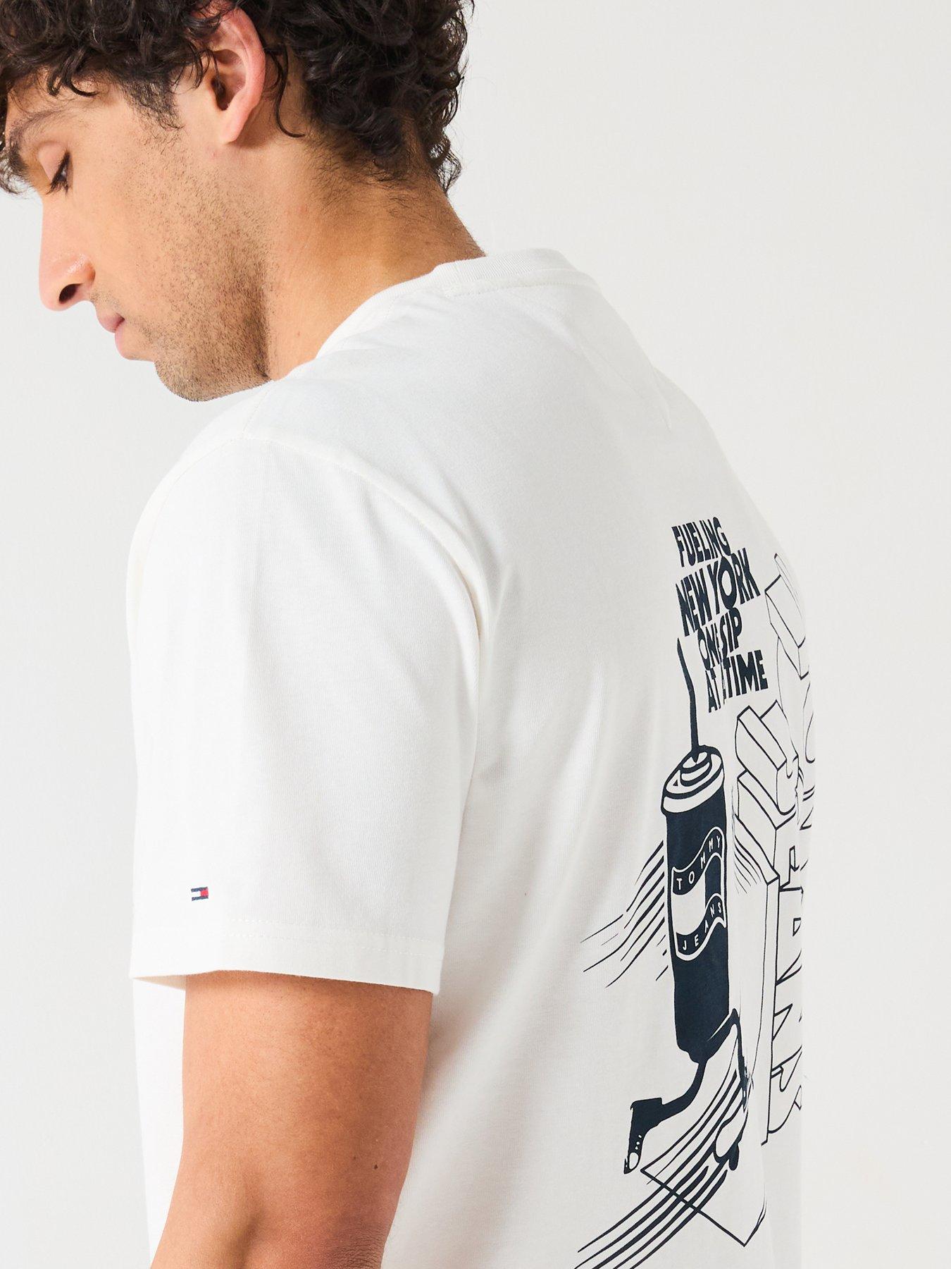 Image 6 of 6 of Tommy Jeans Relaxed Fit Skater Back Graphic T-Shirt - White