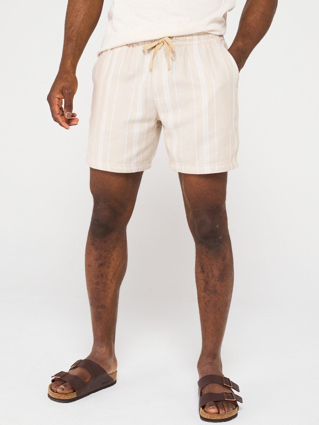 Tommy Jeans Textured Stripe Beach Shorts - Light Beige