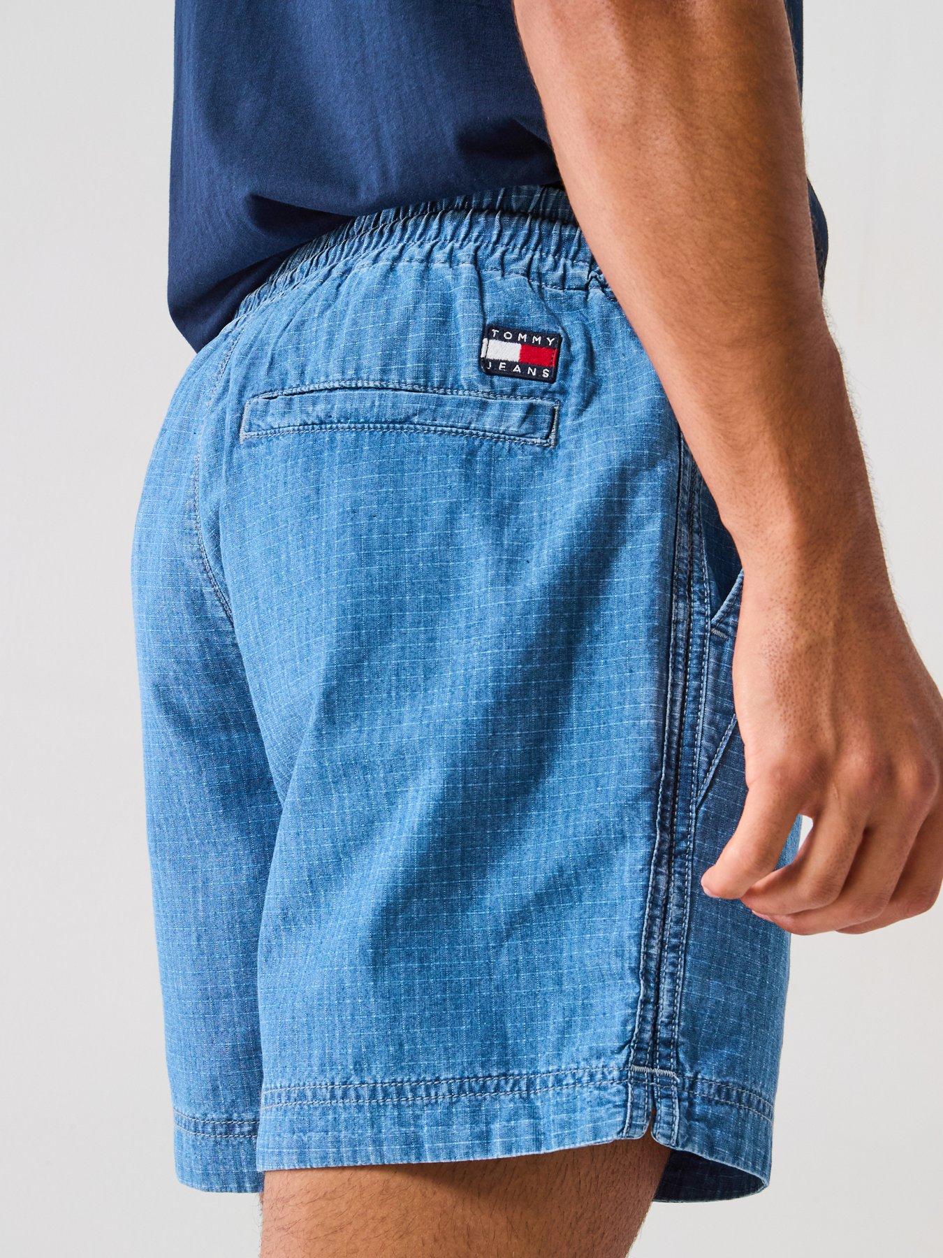 Image 4 of 6 of Tommy Jeans Ripstop Denim-Style Shorts - Blue