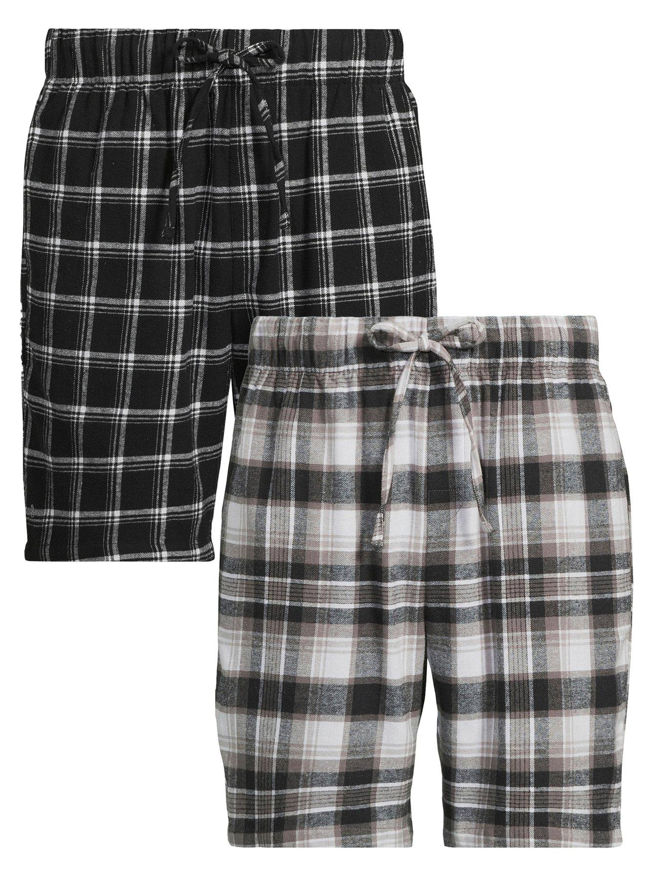 undefined Cotton Rich 2 Pack Pyjama Shorts - Black/grey