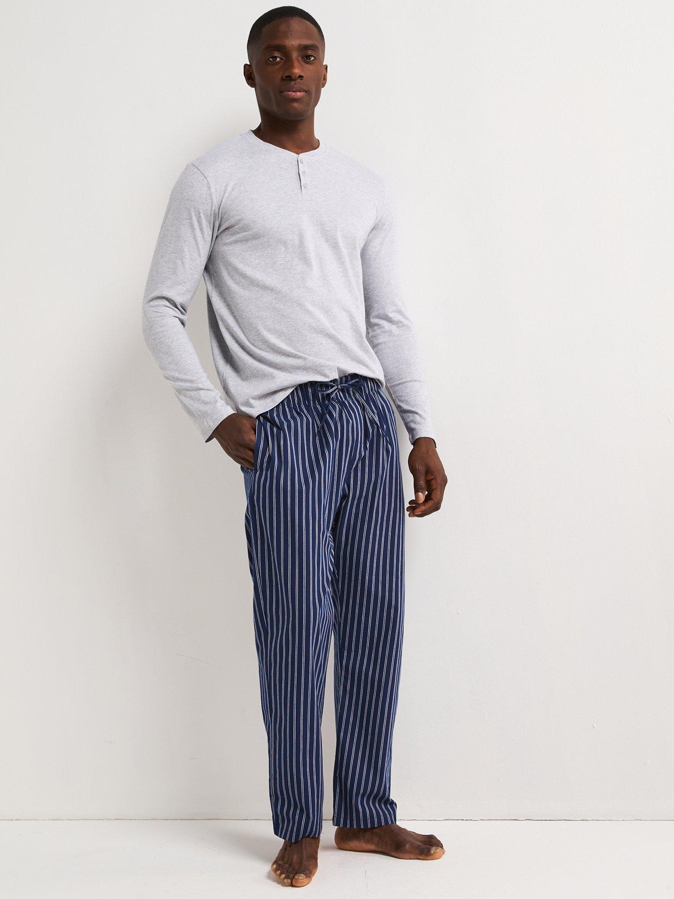 undefined Pure Cotton Striped Pyjama Set - Navy